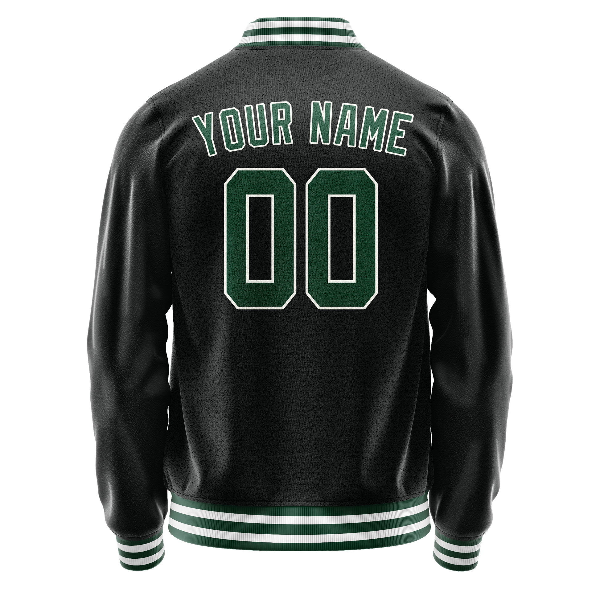 Custom Black Kelly-Green Solid Color Varsity Letterman Jacket JA02240617XF017
