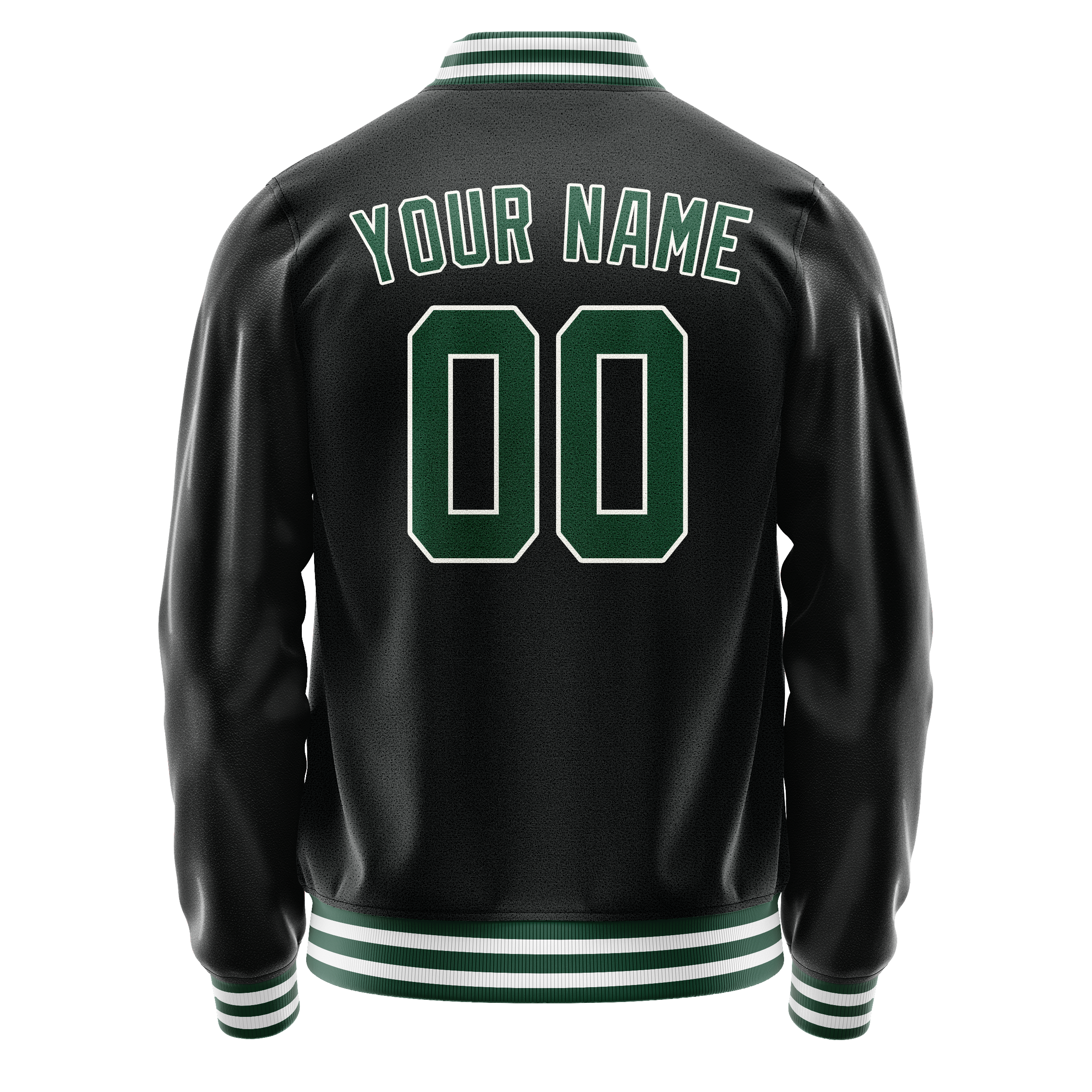 Custom Black Kelly-Green Solid Color Varsity Letterman Jacket JA02240617XF017