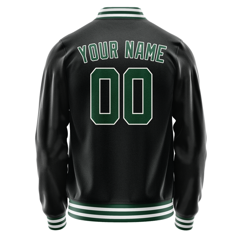 Custom Black Kelly-Green Solid Color Varsity Letterman Jacket JA02240617XF017