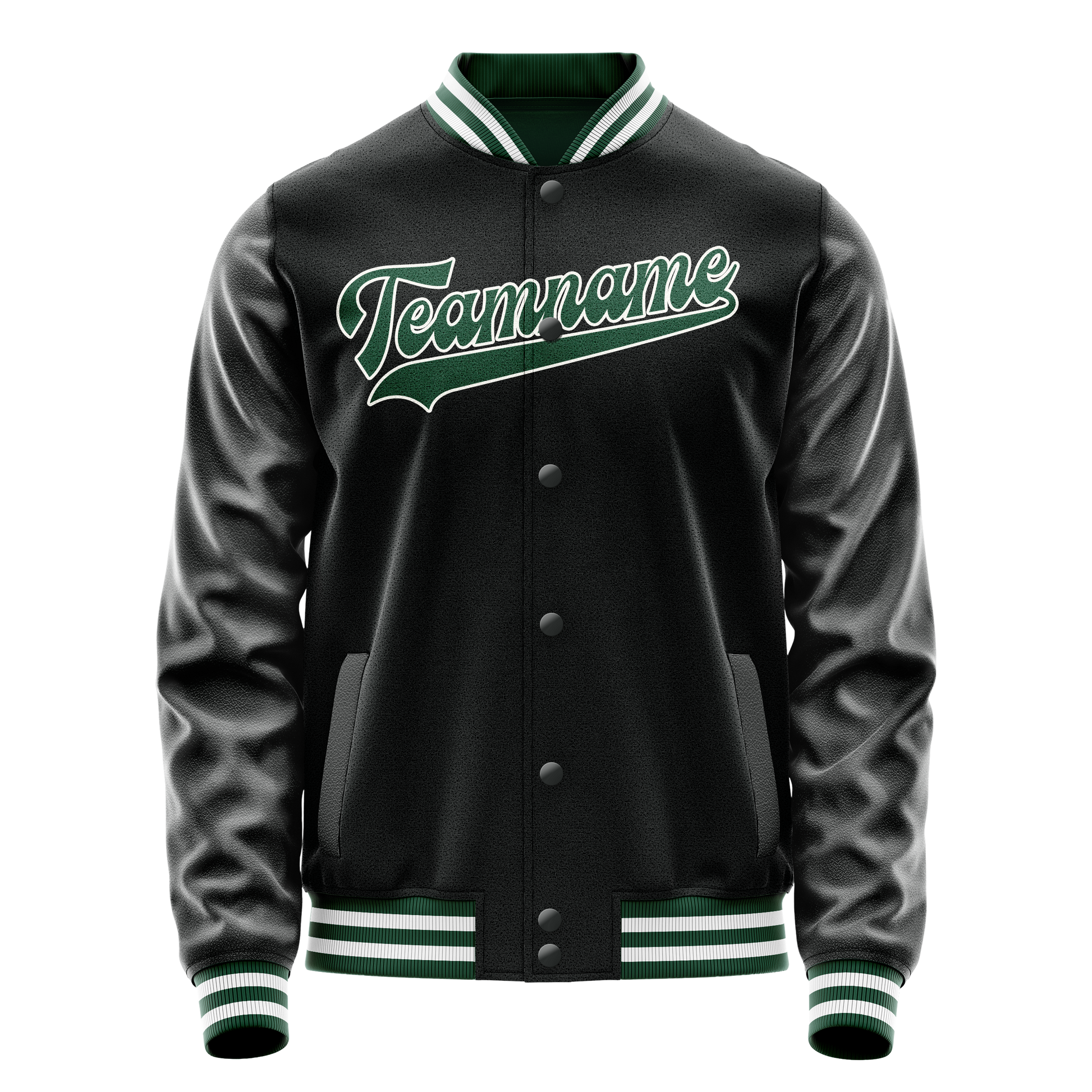 Custom Black Kelly-Green Solid Color Varsity Letterman Jacket JA02240617XF017