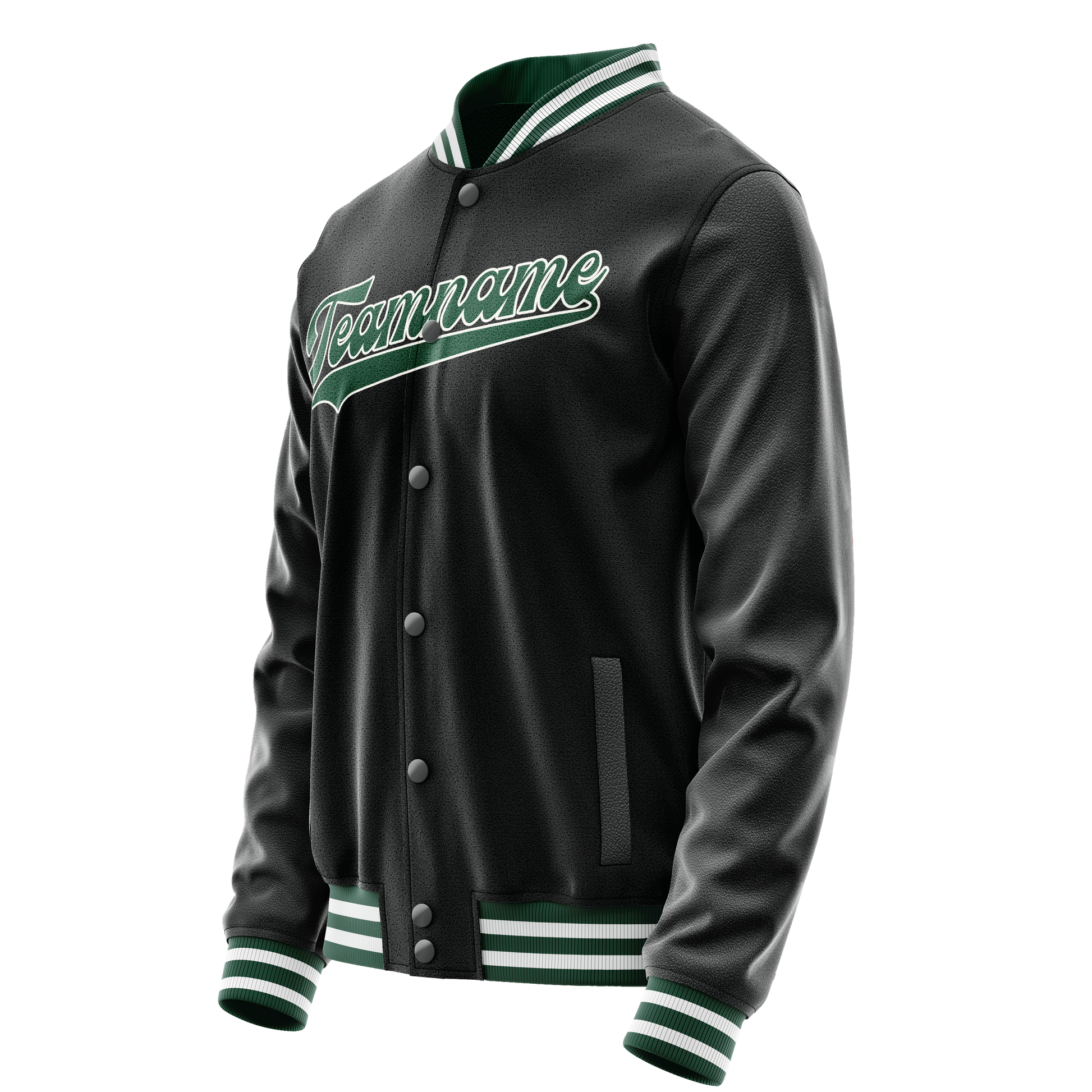 Custom Black Kelly-Green Solid Color Varsity Letterman Jacket JA02240617XF017