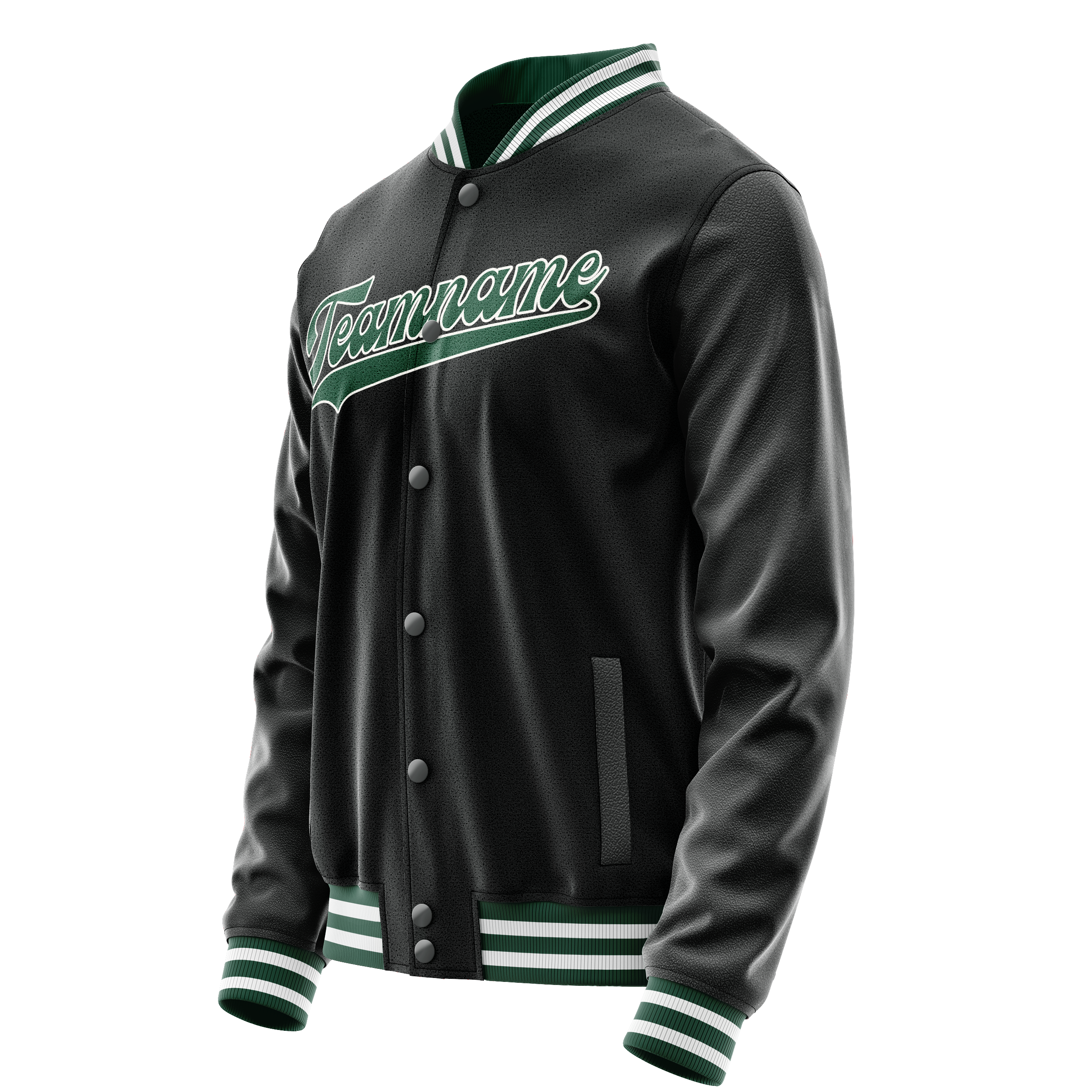 Custom Black Kelly-Green Solid Color Varsity Letterman Jacket JA02240617XF017