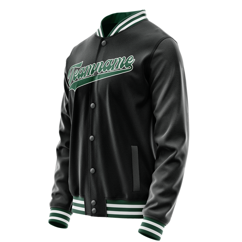 Custom Black Kelly-Green Solid Color Varsity Letterman Jacket JA02240617XF017