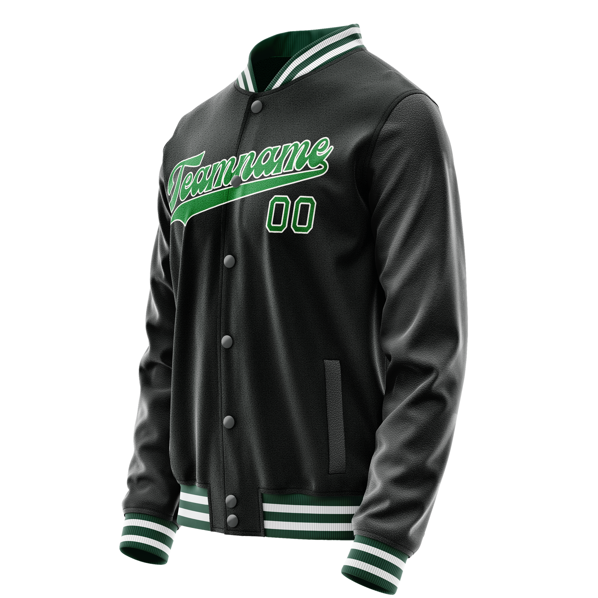 Custom Black Neon-Green Solid Color Varsity Letterman Jacket JA02240617XF021
