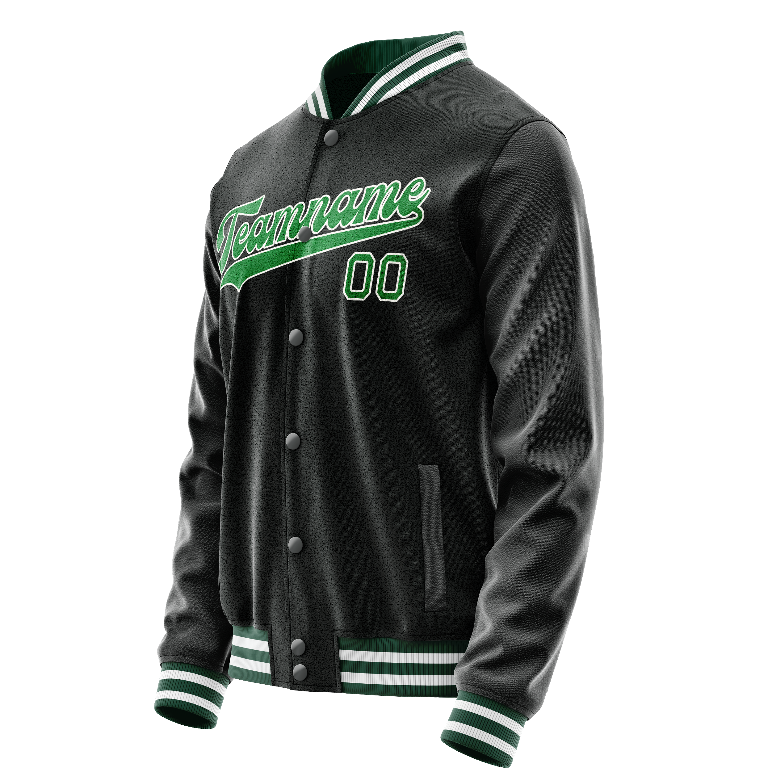 Custom Black Neon-Green Solid Color Varsity Letterman Jacket JA02240617XF021
