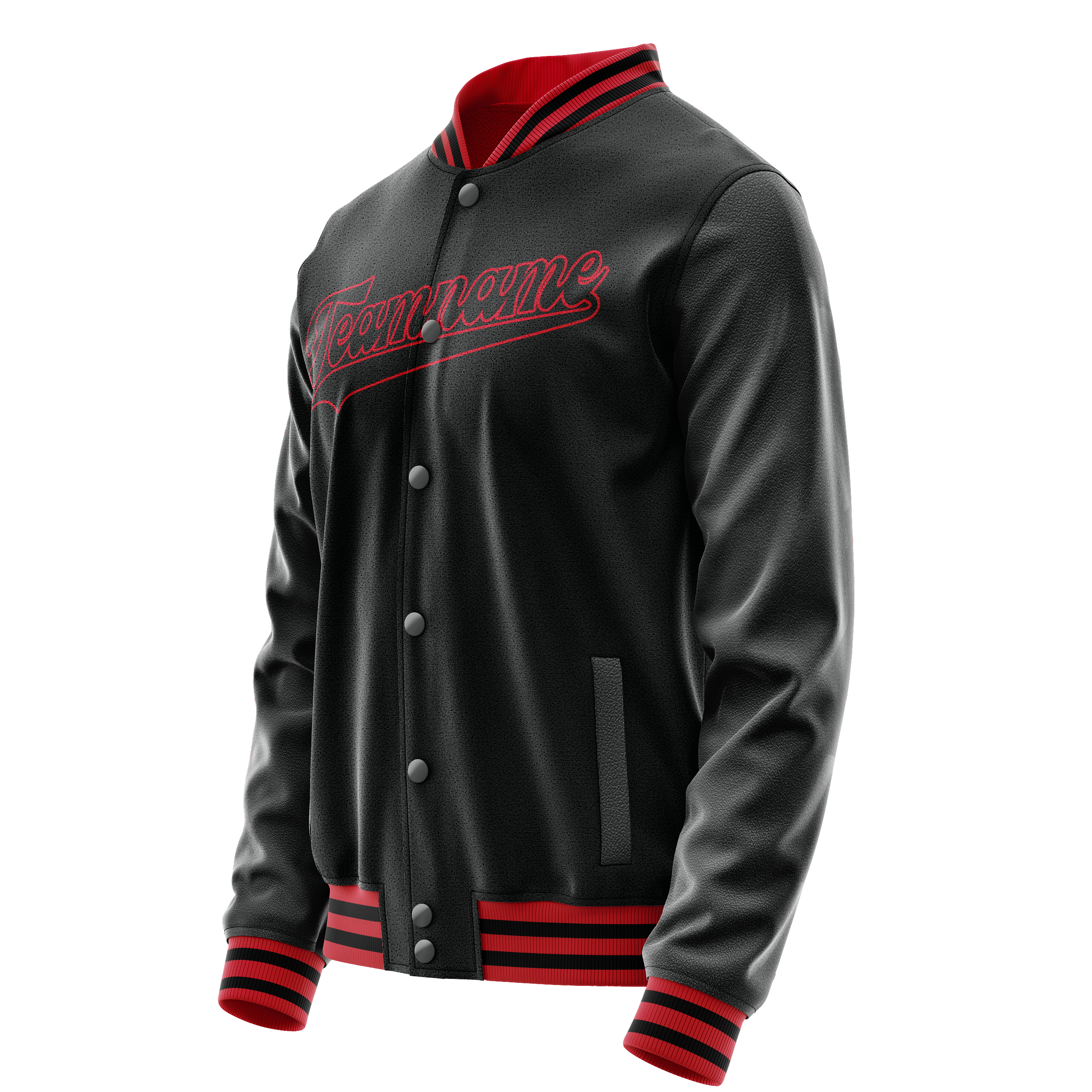 Custom Black Crimson Solid Color Varsity Letterman Jacket JA02240617XF007