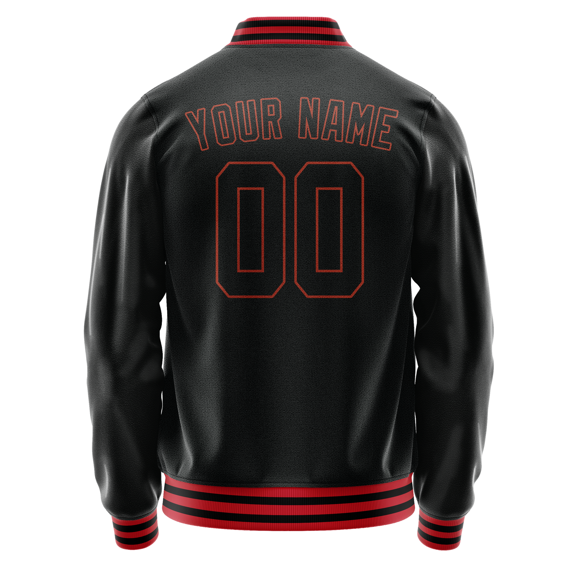 Custom Black Orange Solid Color Varsity Letterman Jacket JA02240617XF018