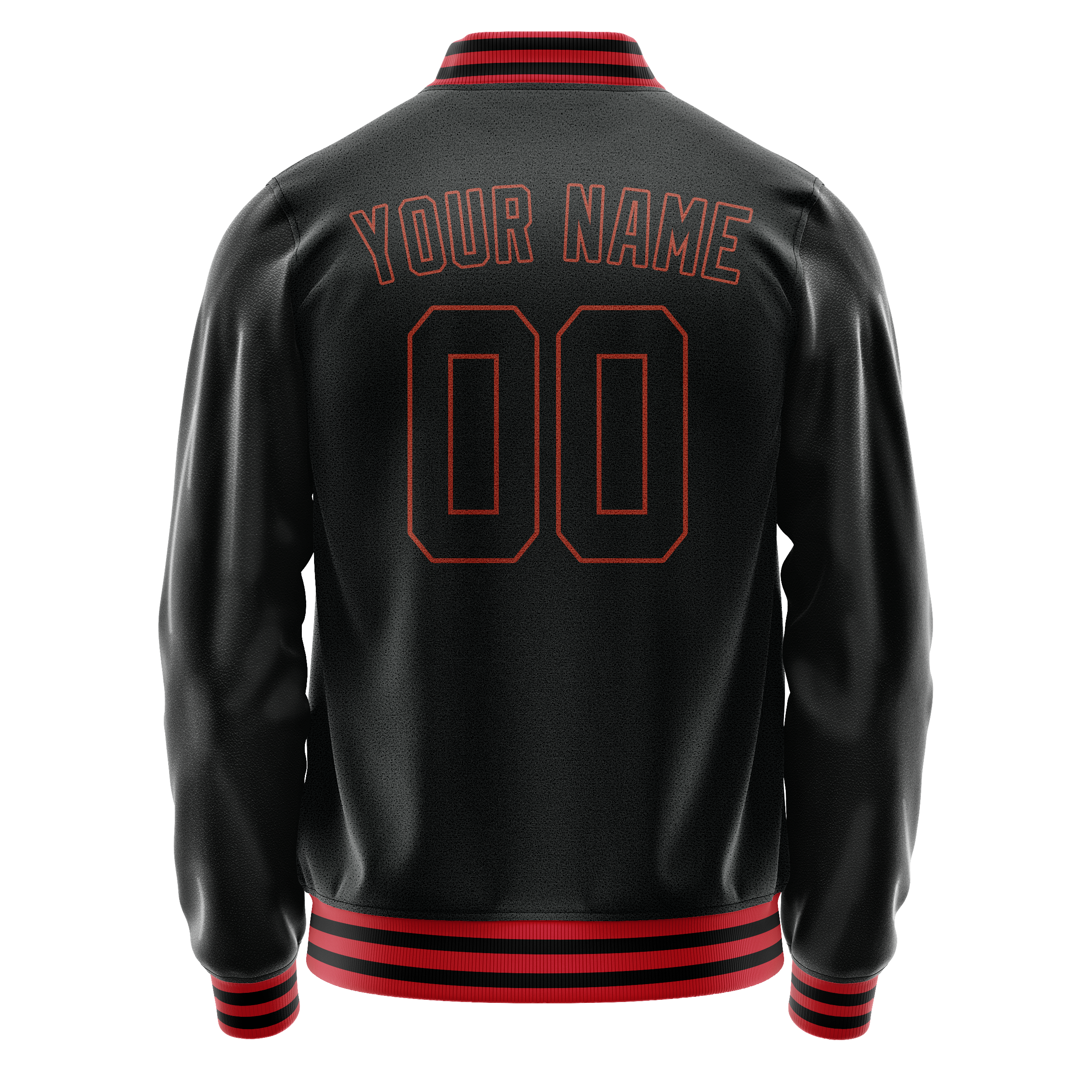 Custom Black Orange Solid Color Varsity Letterman Jacket JA02240617XF018