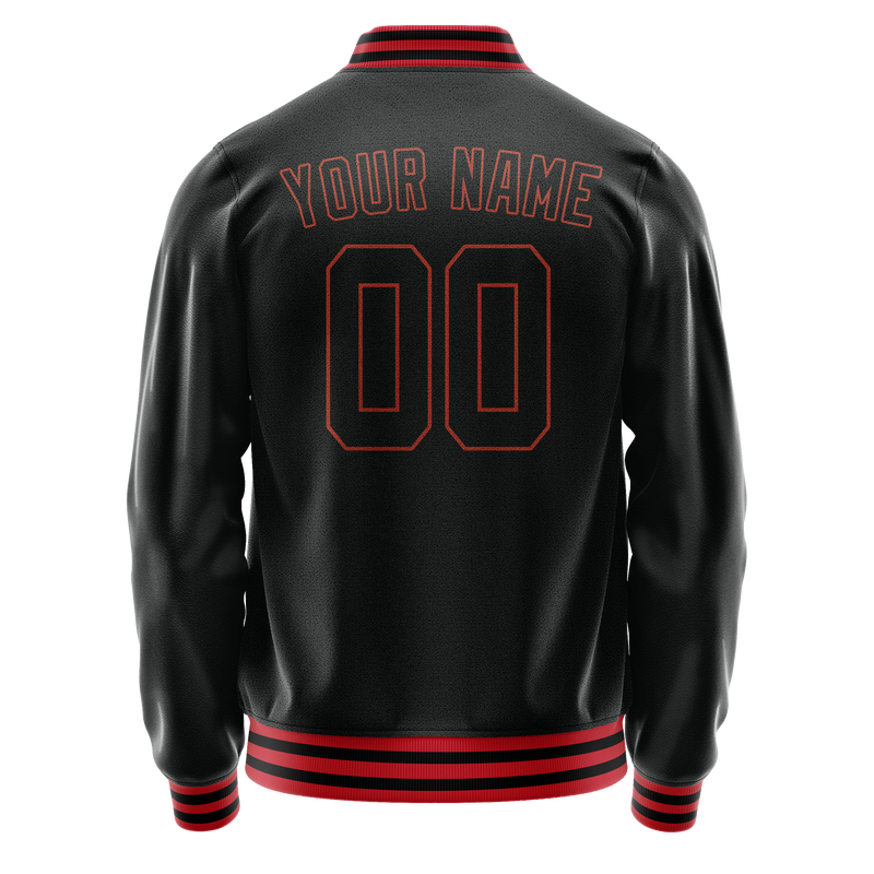 Custom Black Orange Solid Color Varsity Letterman Jacket JA02240617XF018