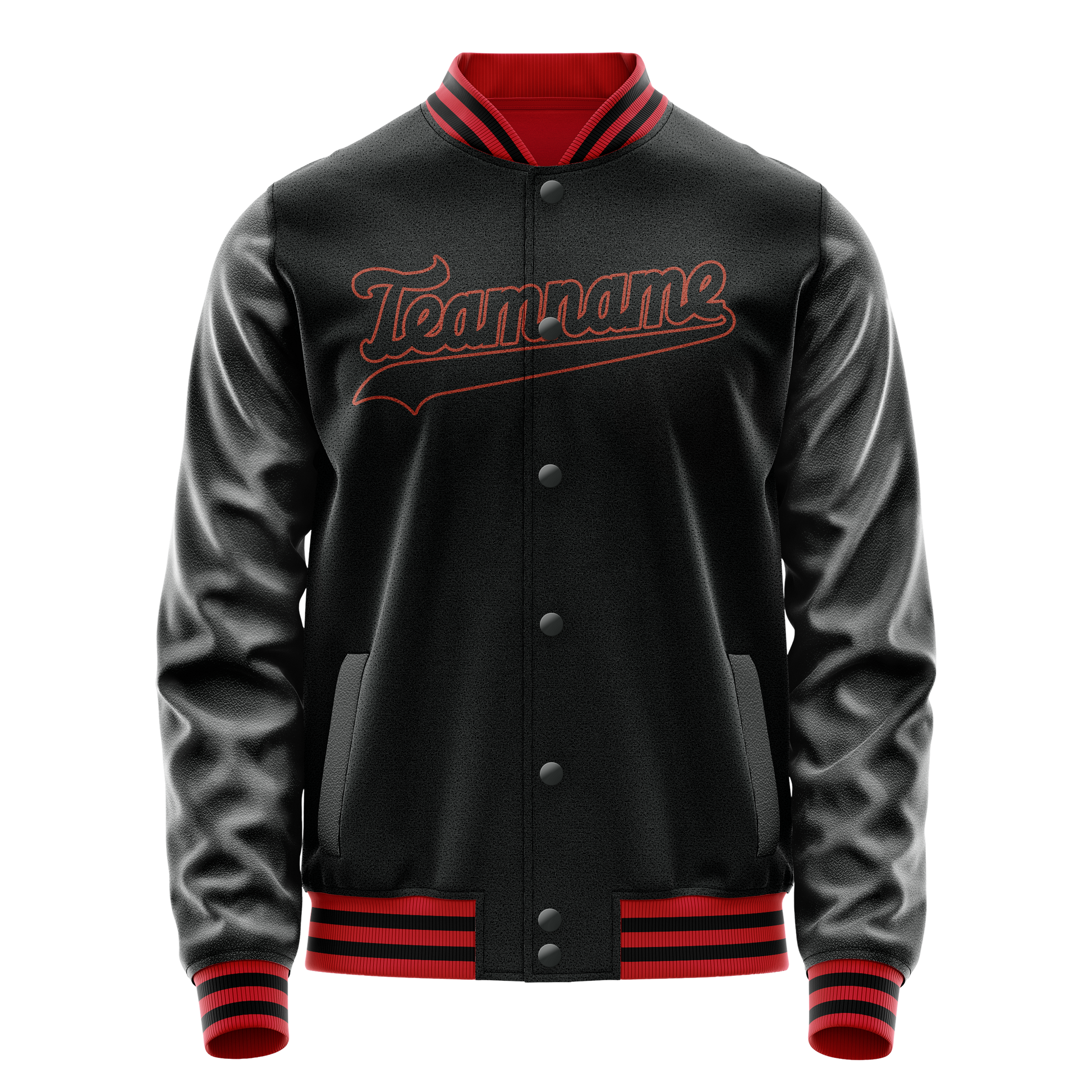 Custom Black Orange Solid Color Varsity Letterman Jacket JA02240617XF018