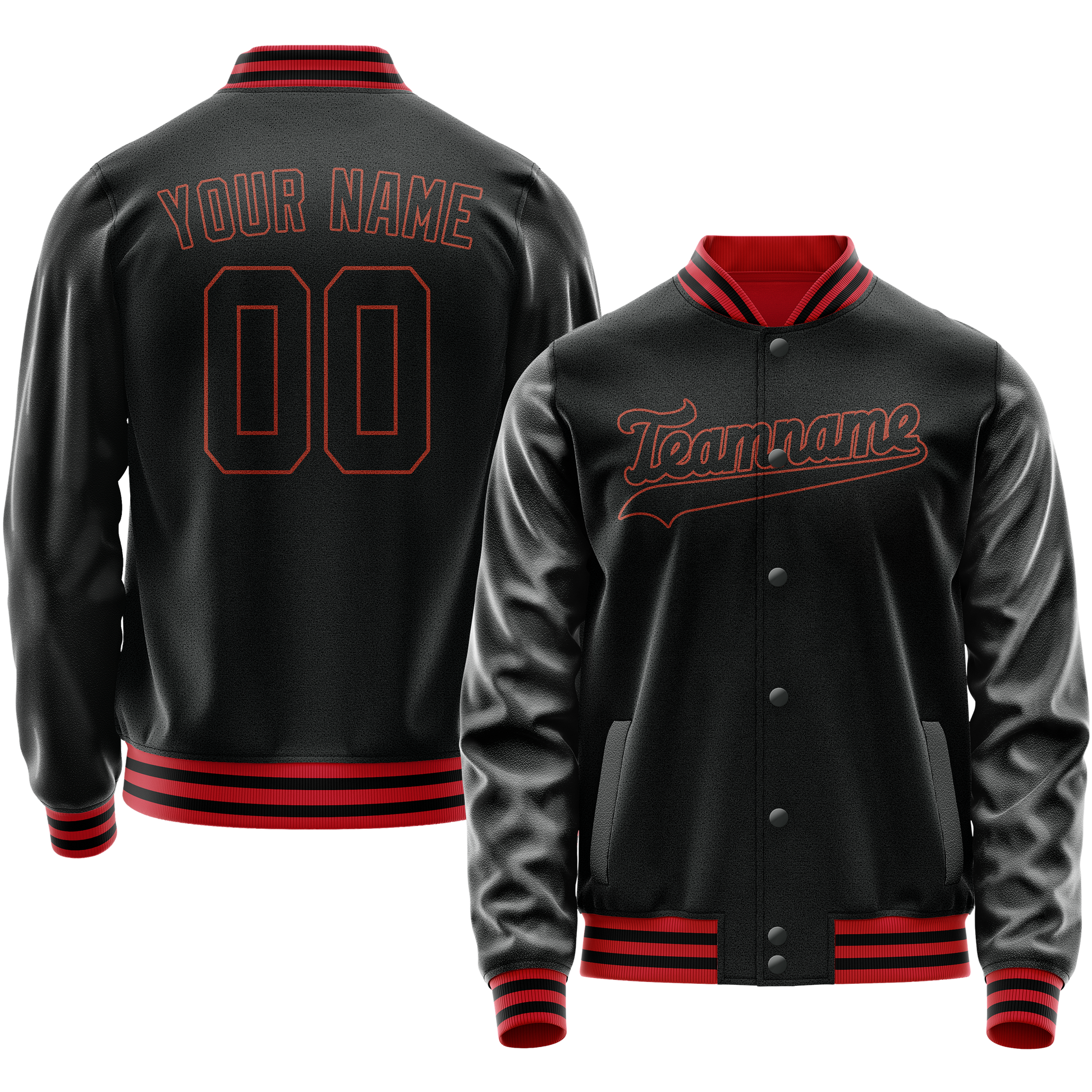 Custom Black Orange Solid Color Varsity Letterman Jacket JA02240617XF018