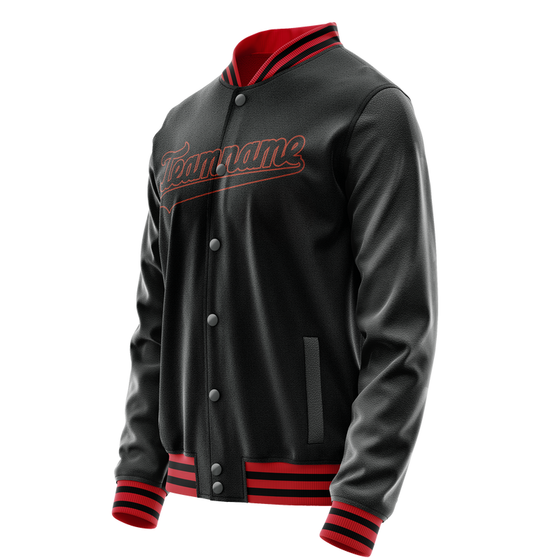Custom Black Orange Solid Color Varsity Letterman Jacket JA02240617XF018