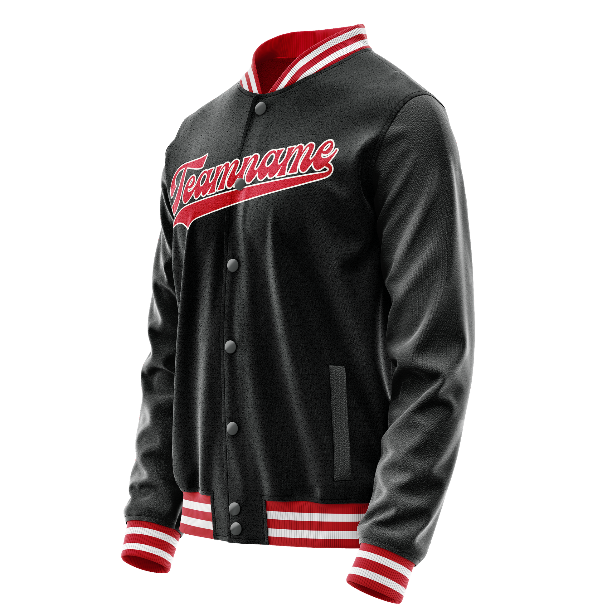 Custom Black Red Solid Color Varsity Letterman Jacket JA02240617XF006