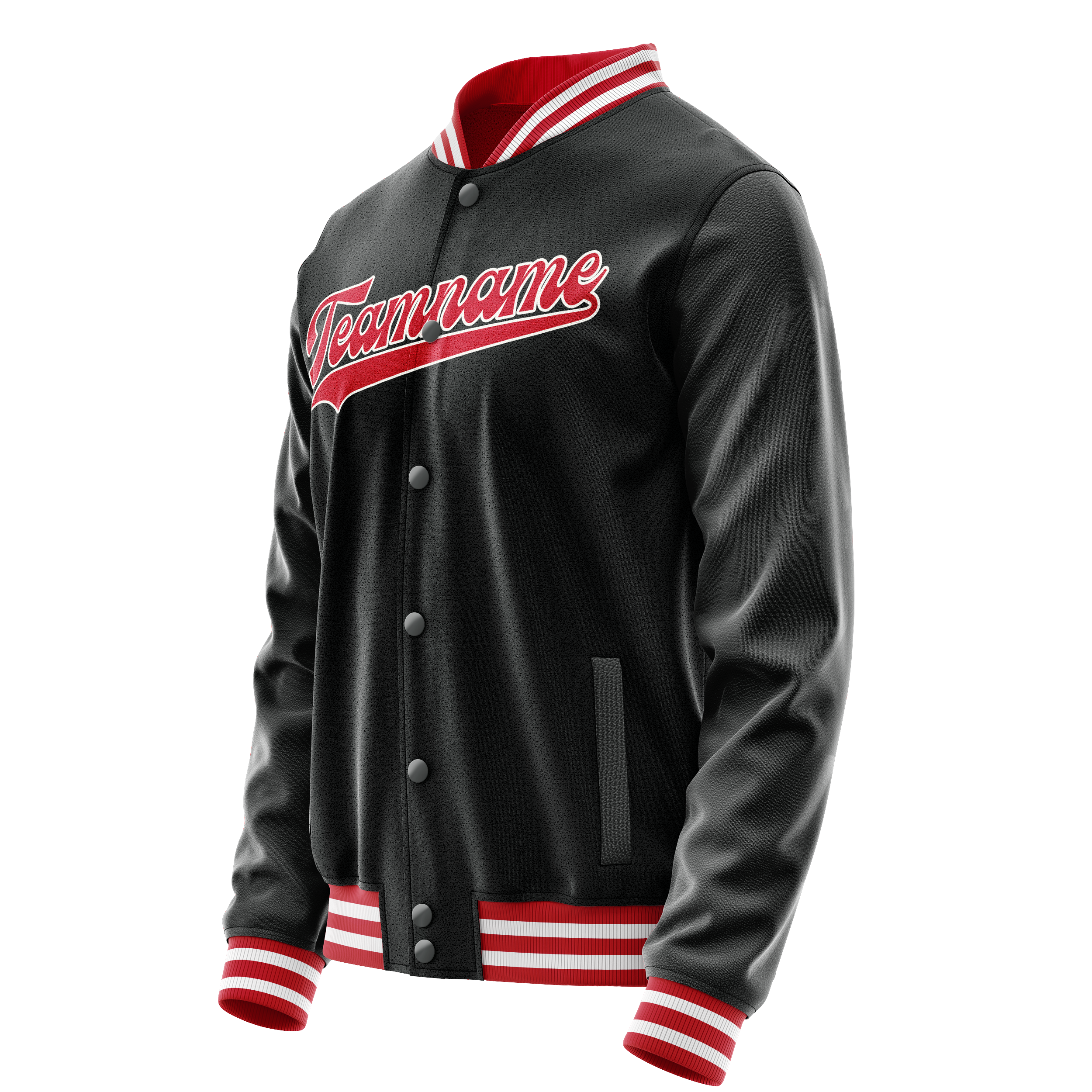 Custom Black Red Solid Color Varsity Letterman Jacket JA02240617XF006