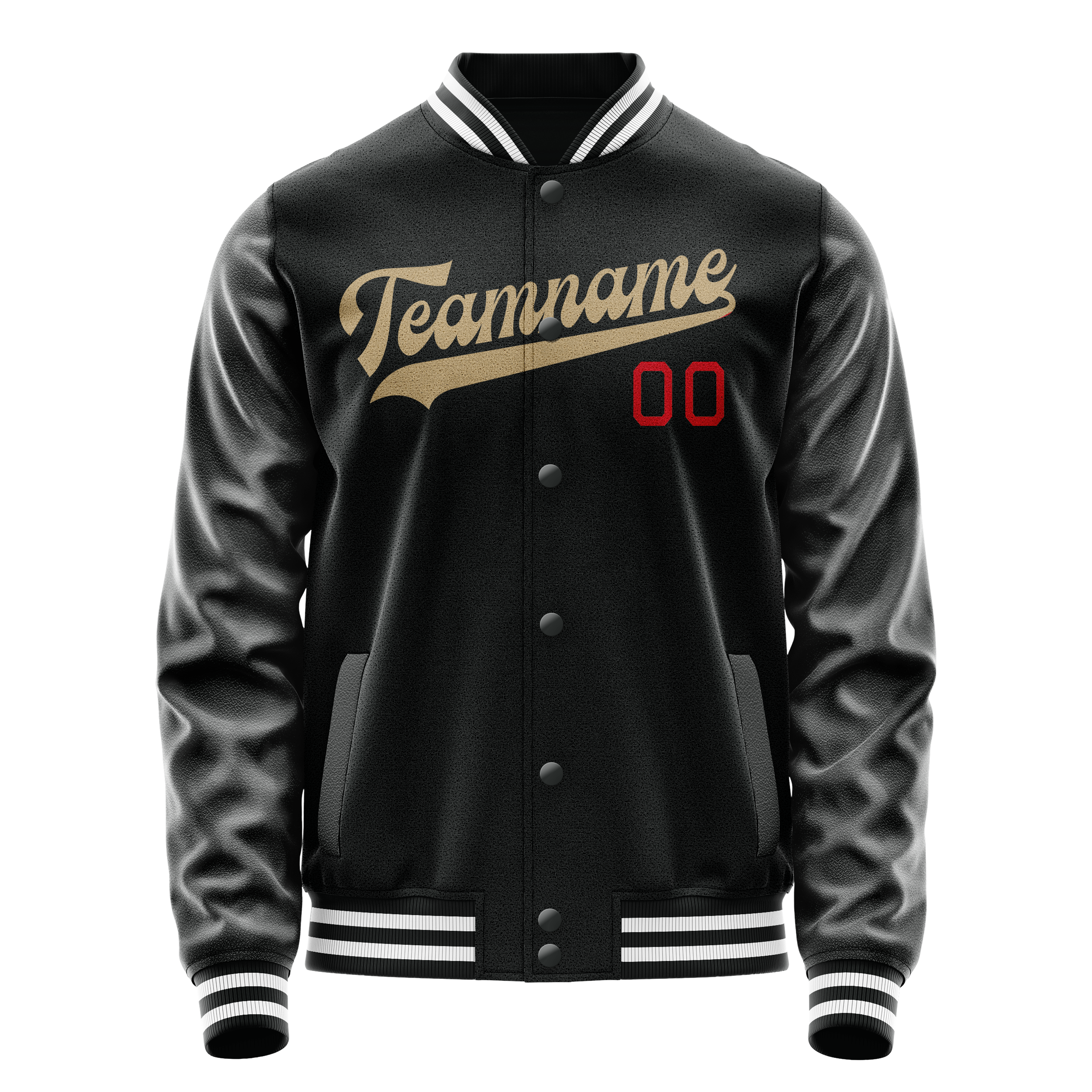 Custom Black Cream Solid Color Varsity Letterman Jacket JA02240617XF019