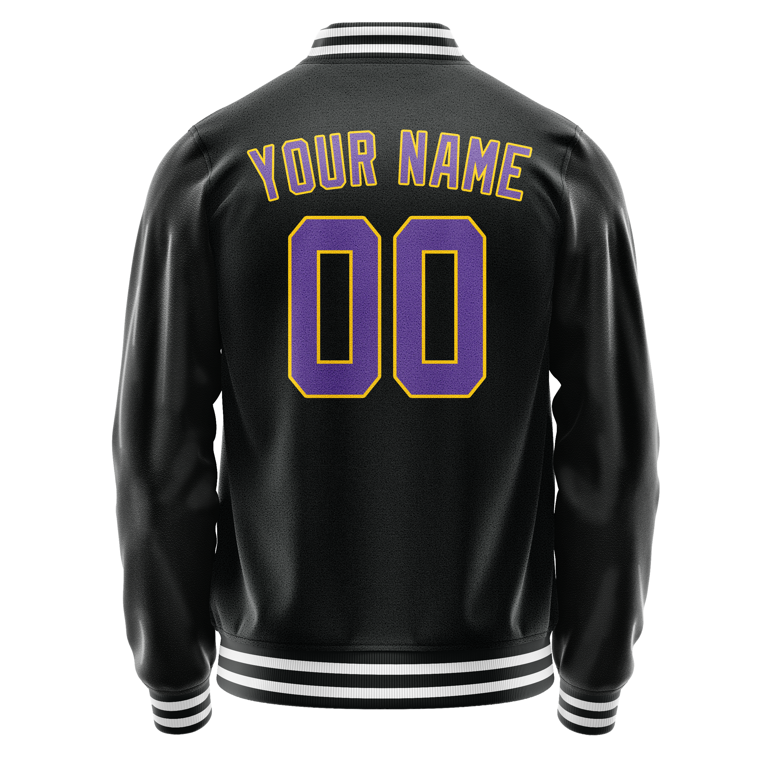 Custom Black Purple Solid Color Varsity Letterman Jacket JA02240617XF024