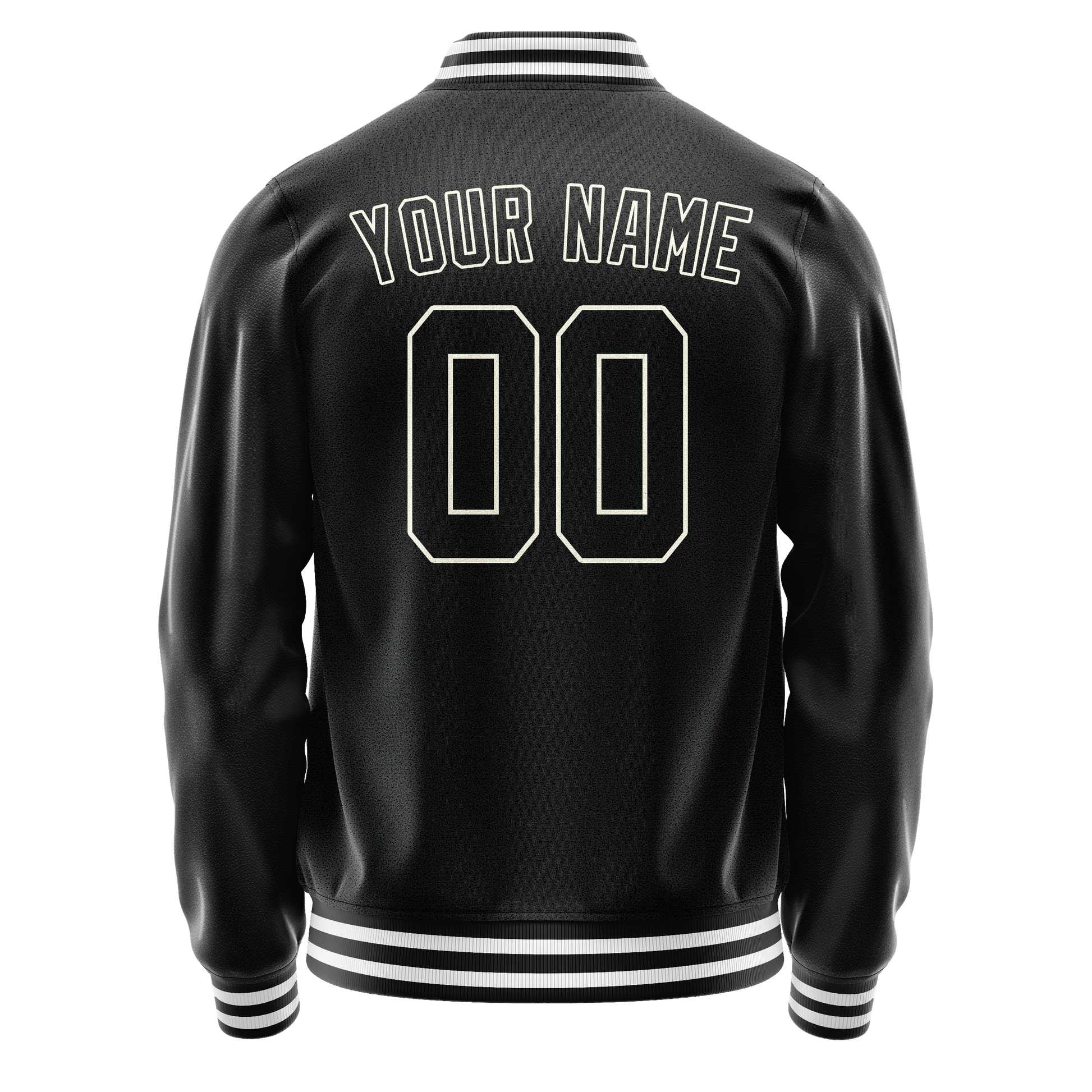 Custom Black White Solid Color Varsity Letterman Jacket JA02240617XF028