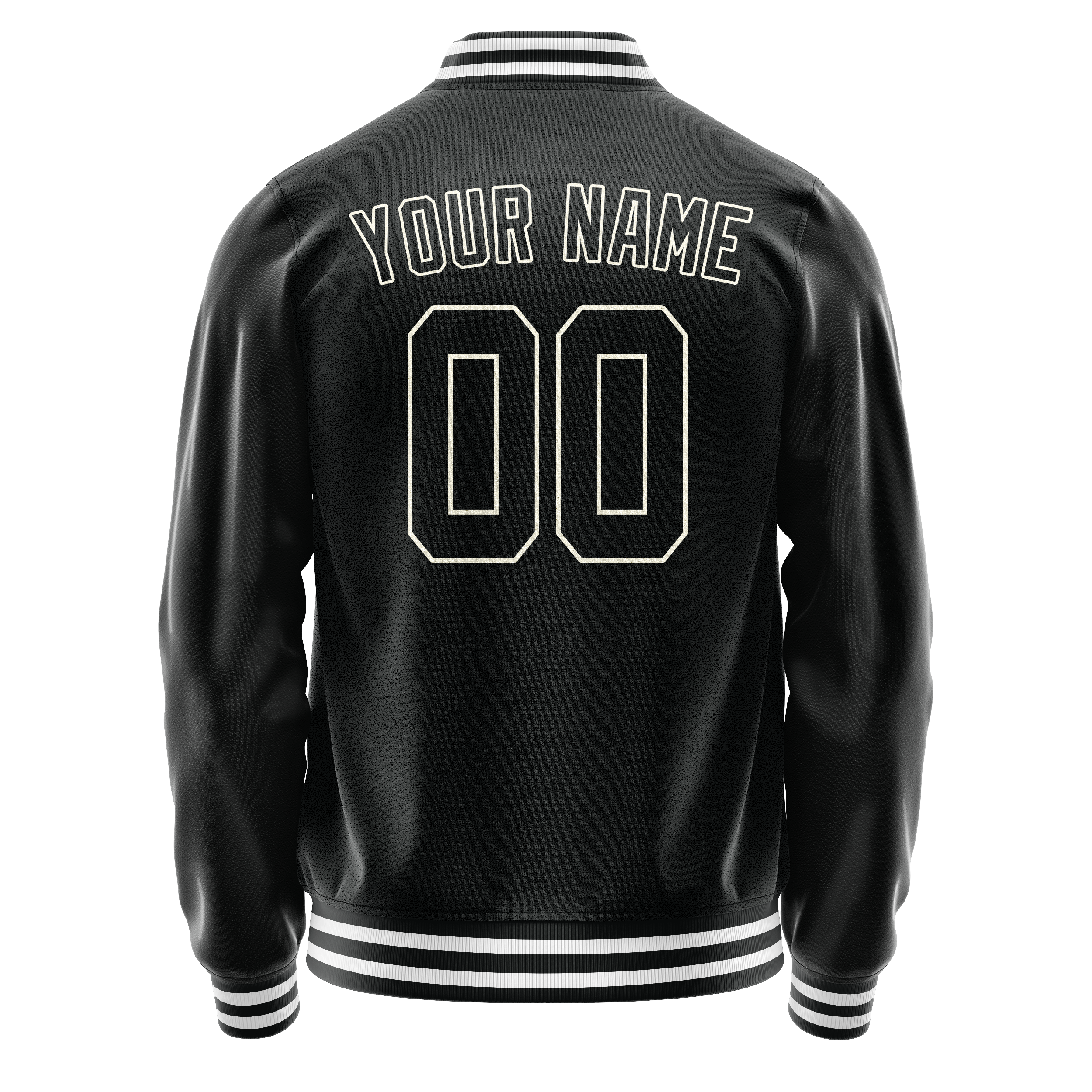 Custom Black White Solid Color Varsity Letterman Jacket JA02240617XF028