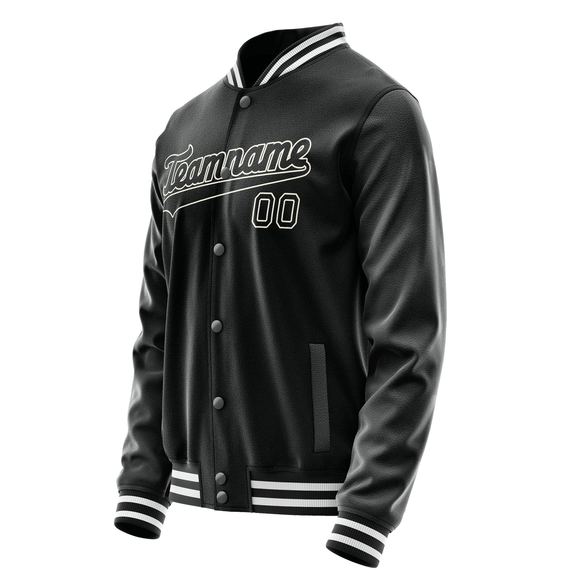 Custom Black White Solid Color Varsity Letterman Jacket JA02240617XF028