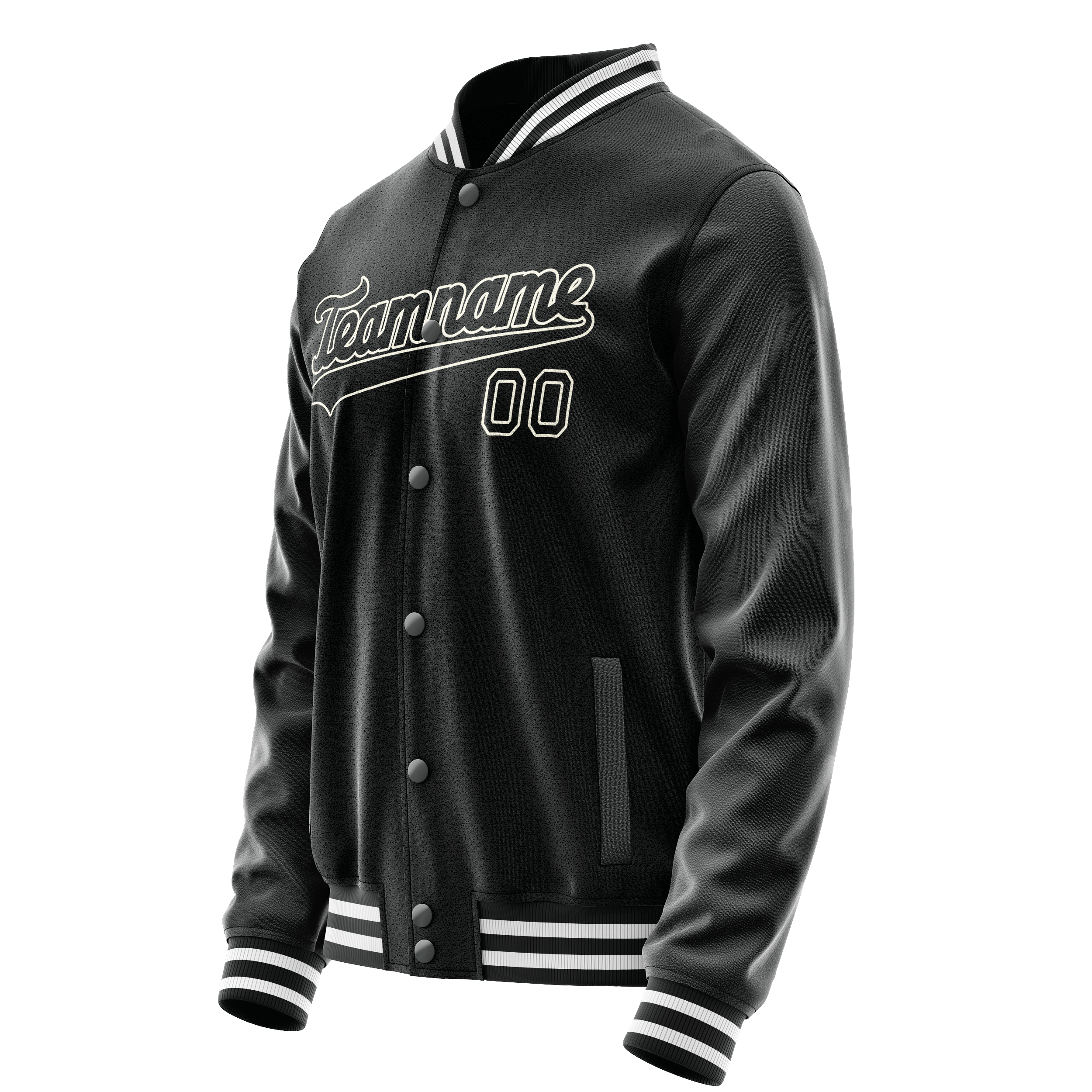Custom Black White Solid Color Varsity Letterman Jacket JA02240617XF028