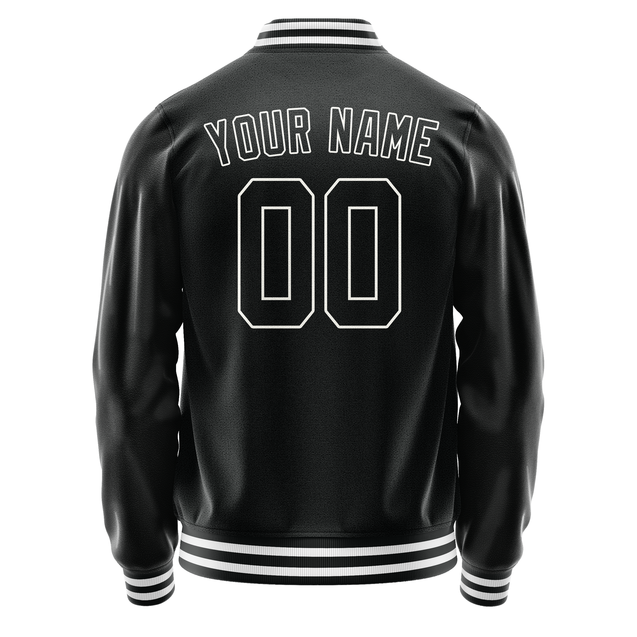 Custom Black White Solid Color Varsity Letterman Jacket JA02240617XF002