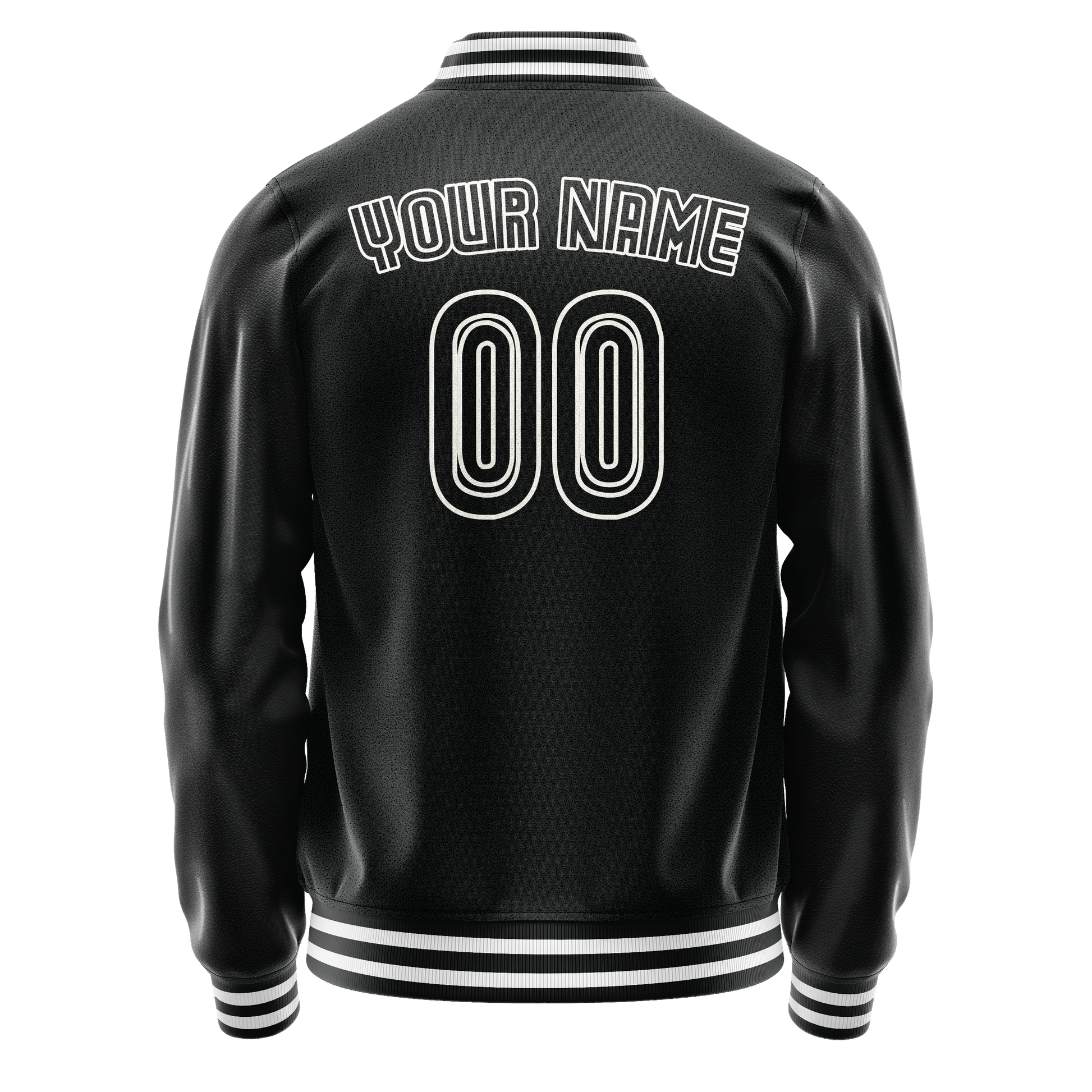 Custom Black White Solid Color Varsity Letterman Jacket JA02240617XF029