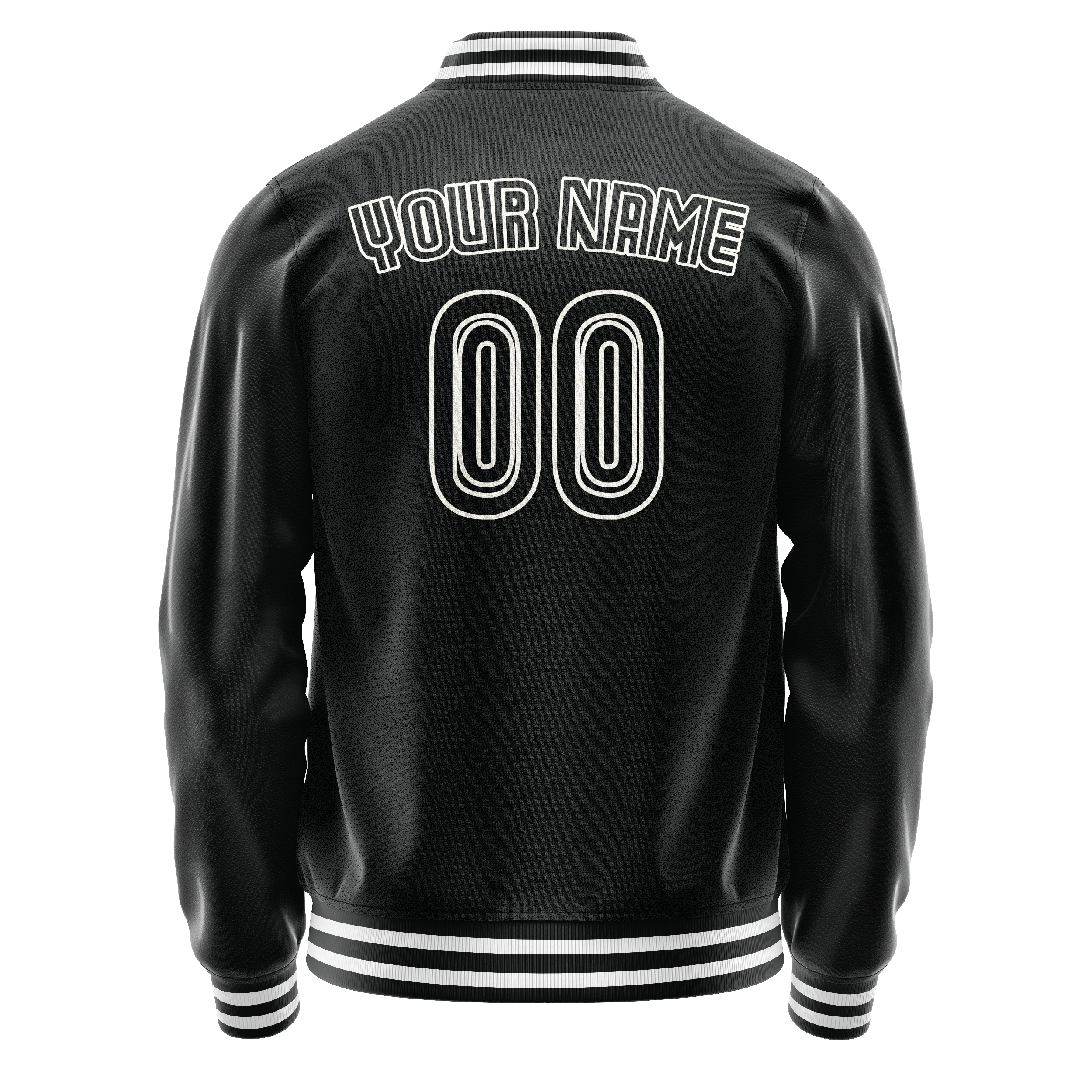 Custom Black White Solid Color Varsity Letterman Jacket JA02240617XF029