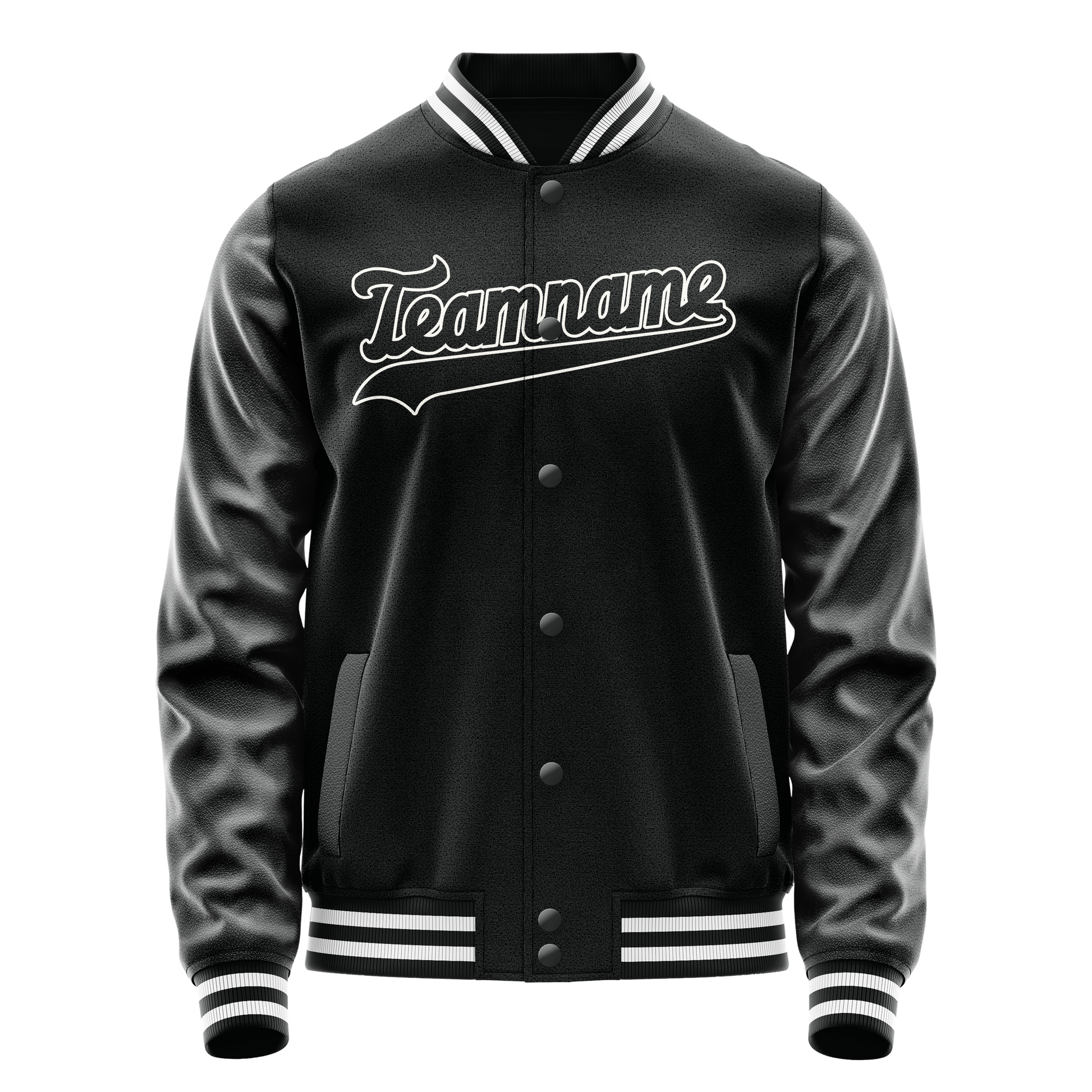 Custom Black White Solid Color Varsity Letterman Jacket JA02240617XF029
