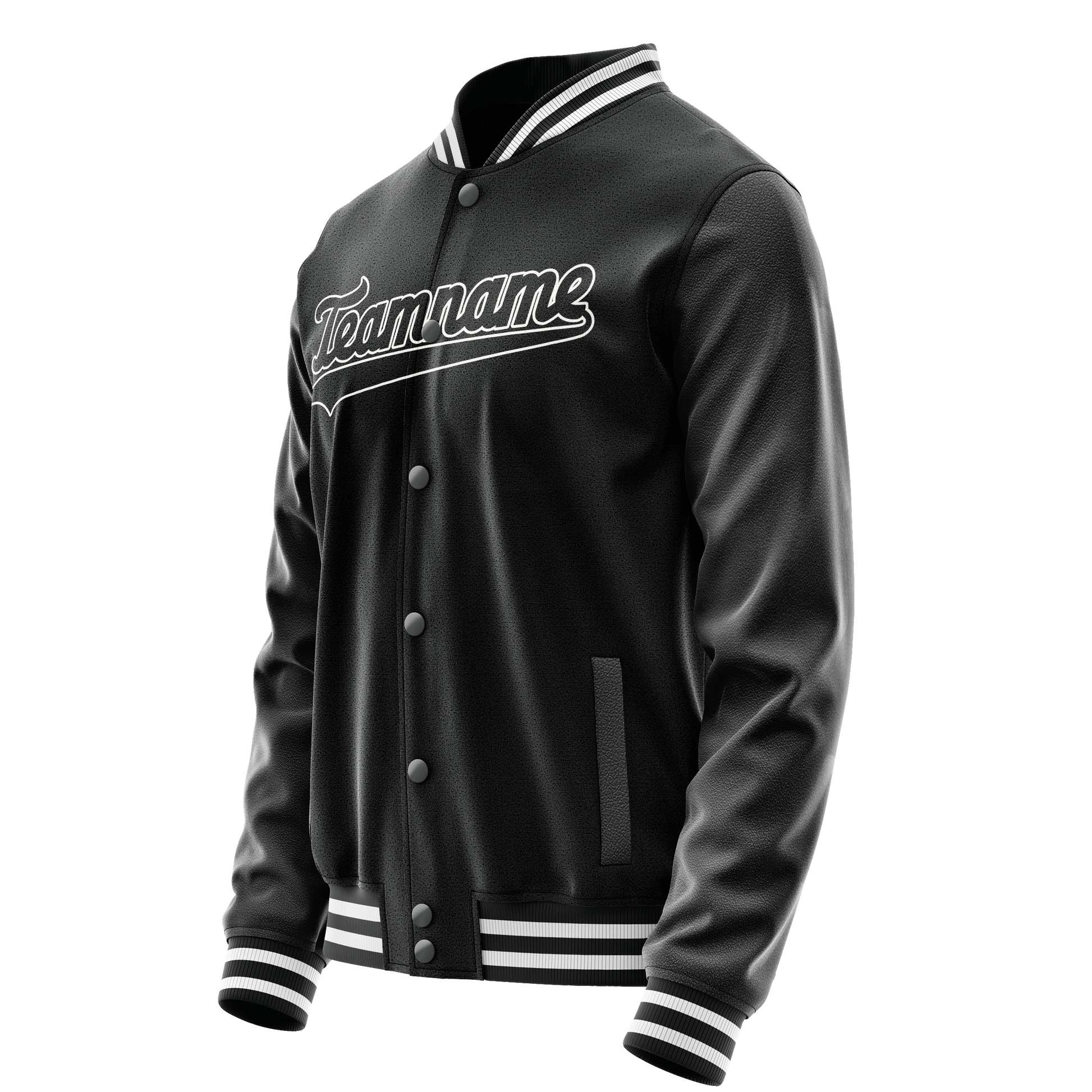 Custom Black White Solid Color Varsity Letterman Jacket JA02240617XF029