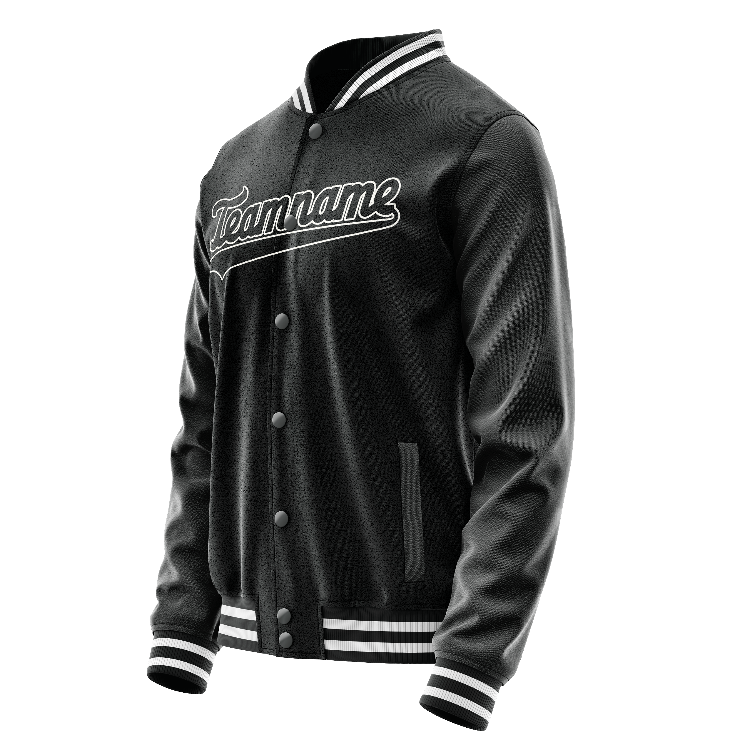 Custom Black White Solid Color Varsity Letterman Jacket JA02240617XF029