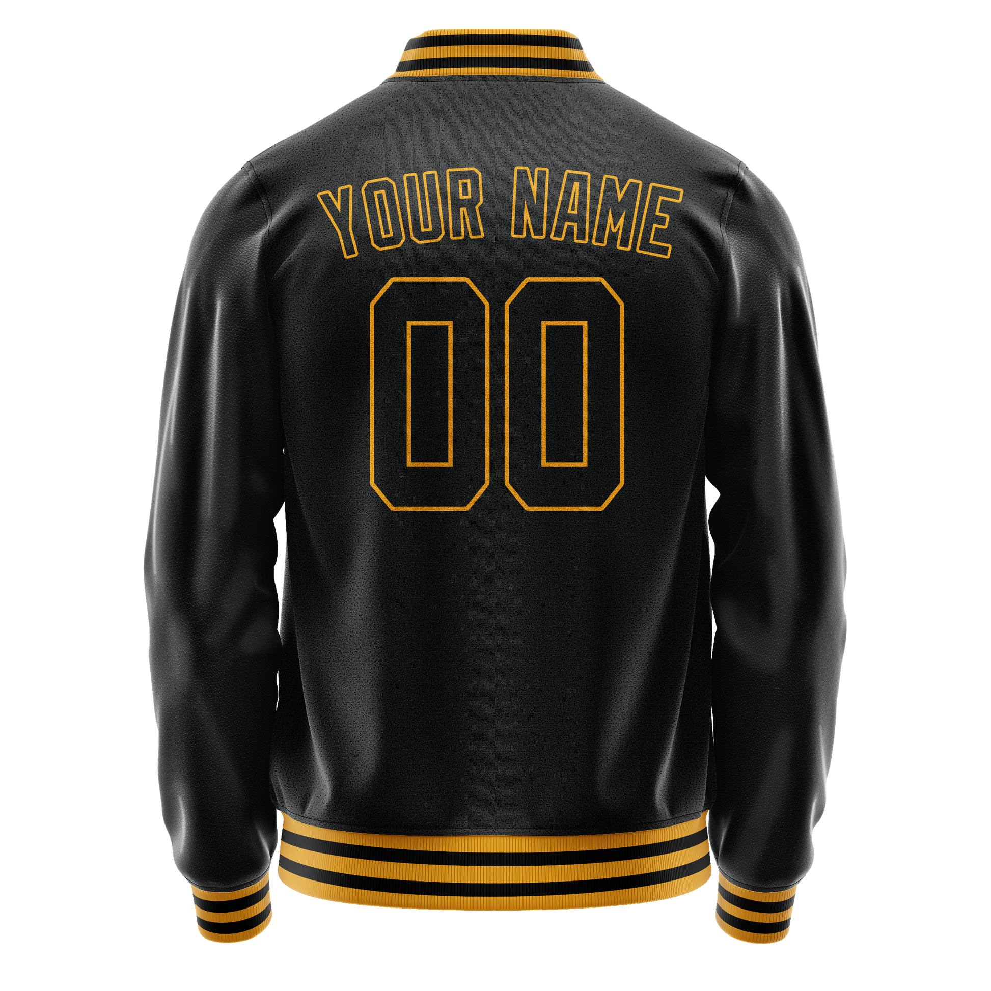 Custom Black Old-Gold Solid Color Varsity Letterman Jacket JA02240617XF027