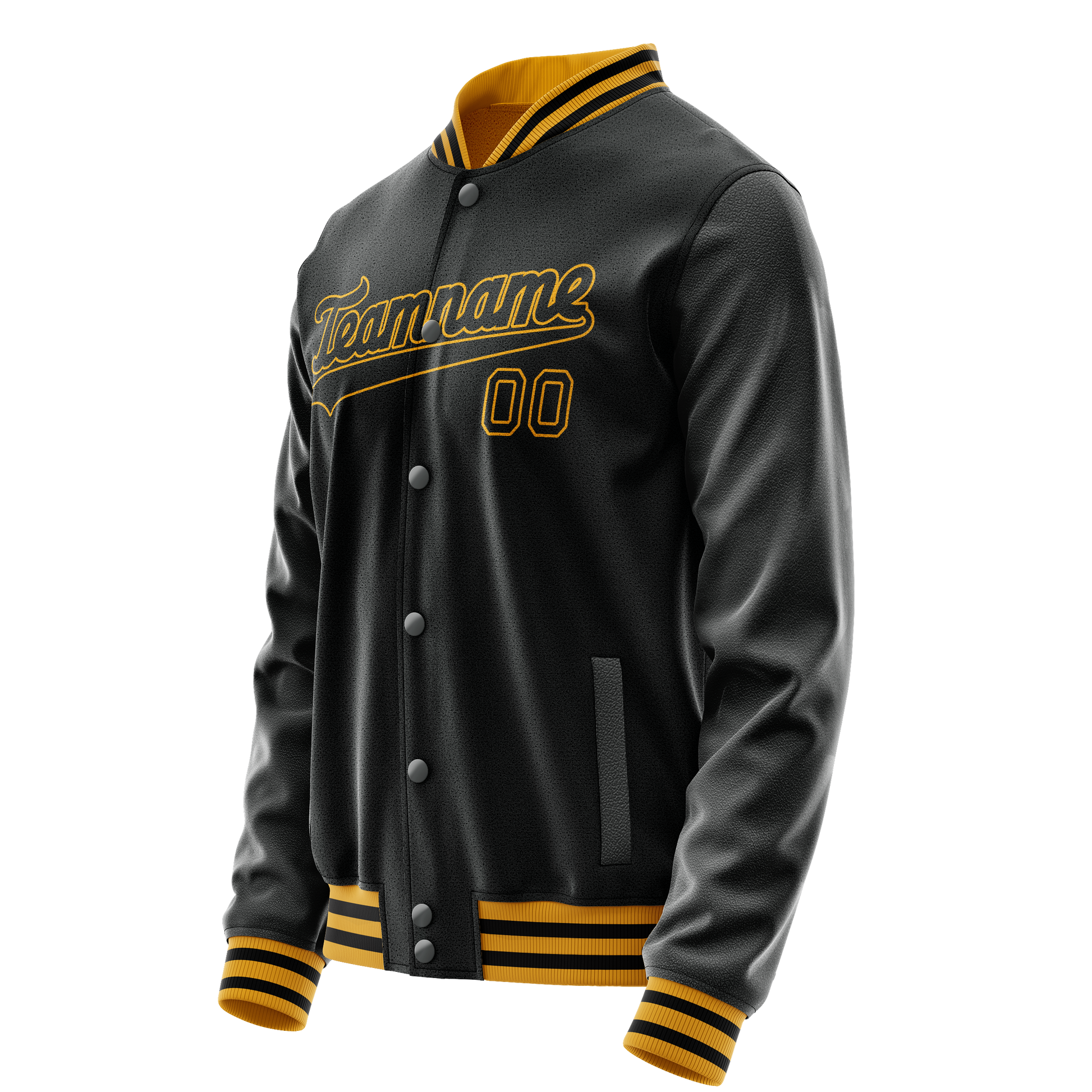 Custom Black Old-Gold Solid Color Varsity Letterman Jacket JA02240617XF027