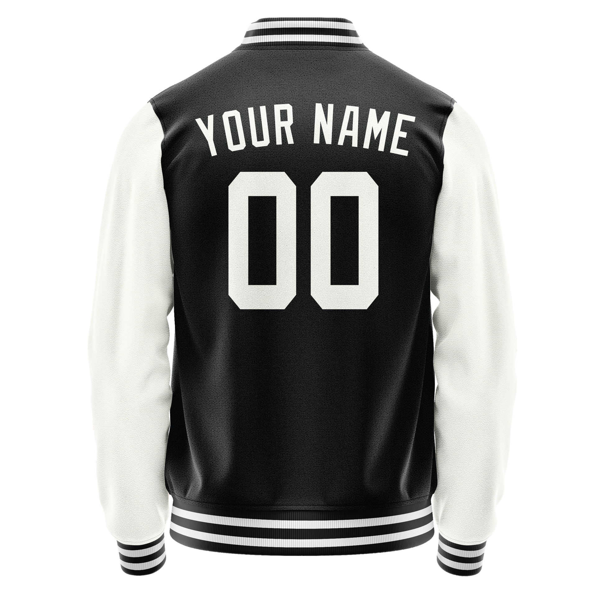 Custom Black White Solid Color Varsity Letterman Jacket JA02240617XF005