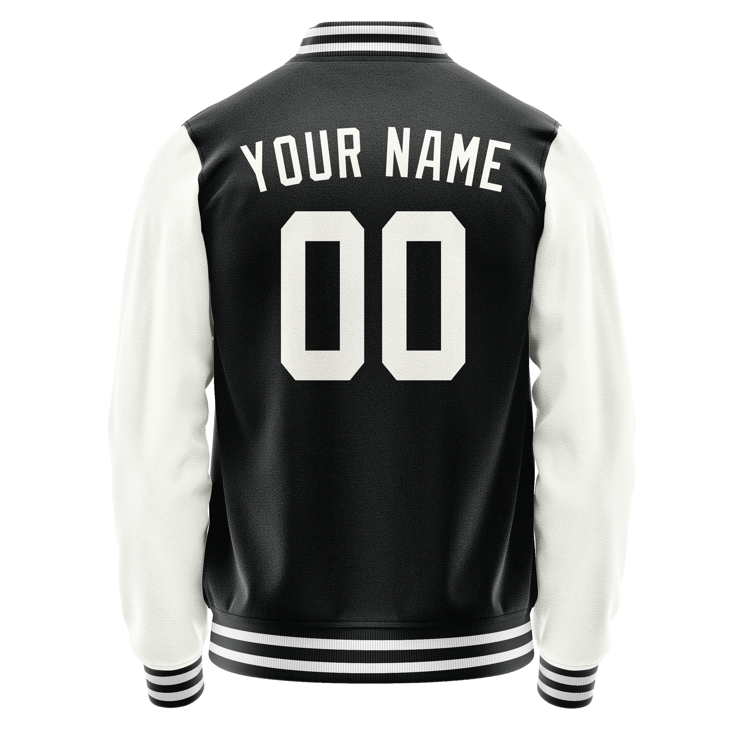 Custom Black White Solid Color Varsity Letterman Jacket JA02240617XF005