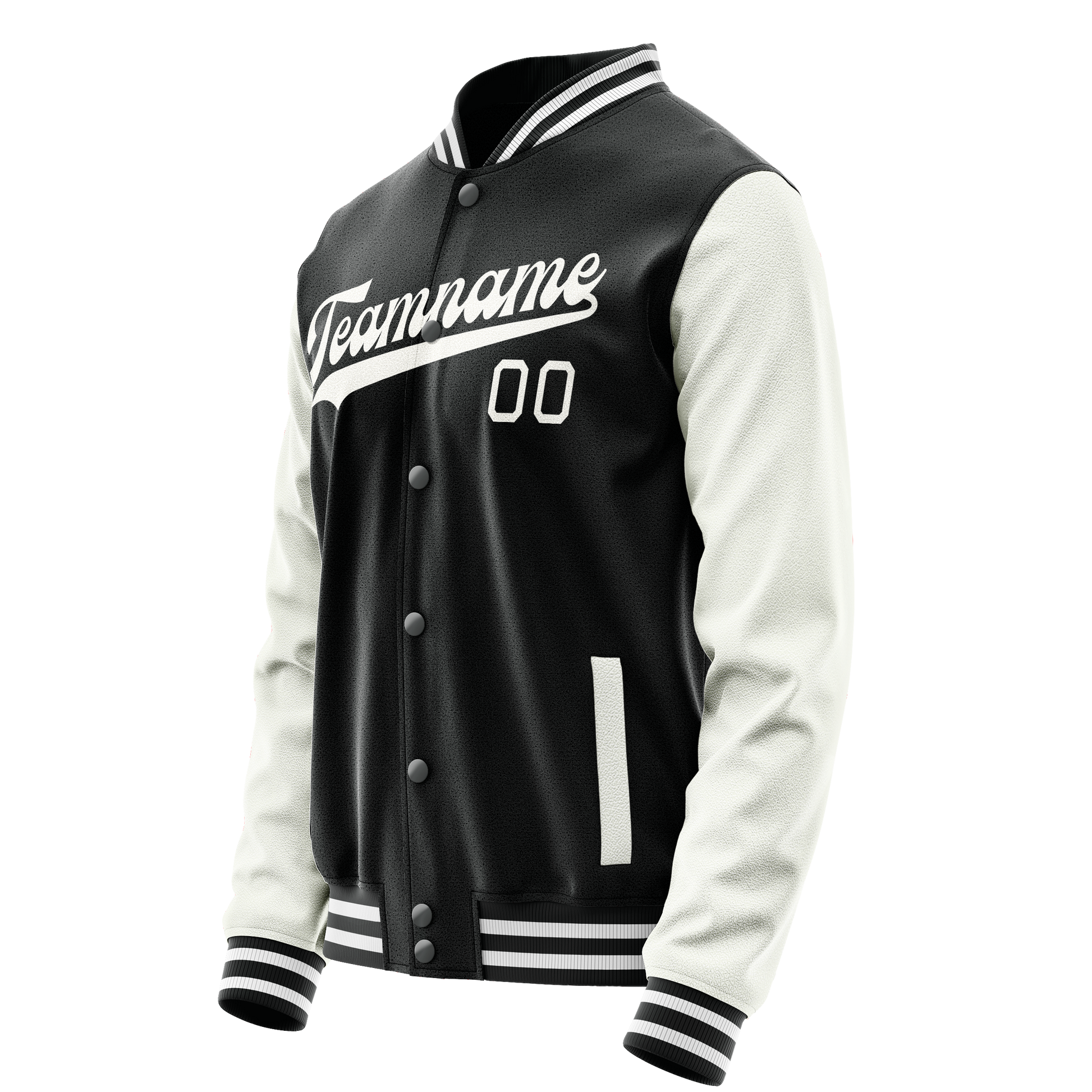 Custom Black White Solid Color Varsity Letterman Jacket JA02240617XF005