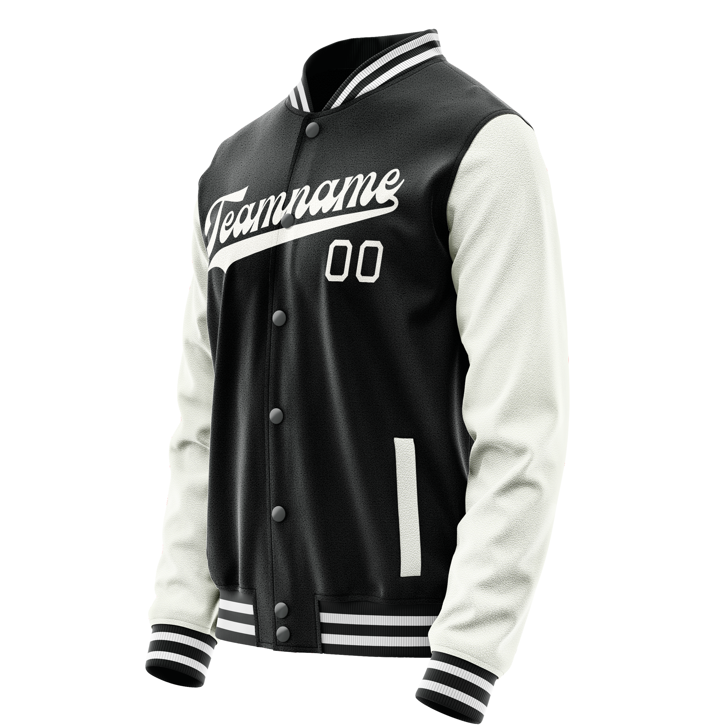 Custom Black White Solid Color Varsity Letterman Jacket JA02240617XF005