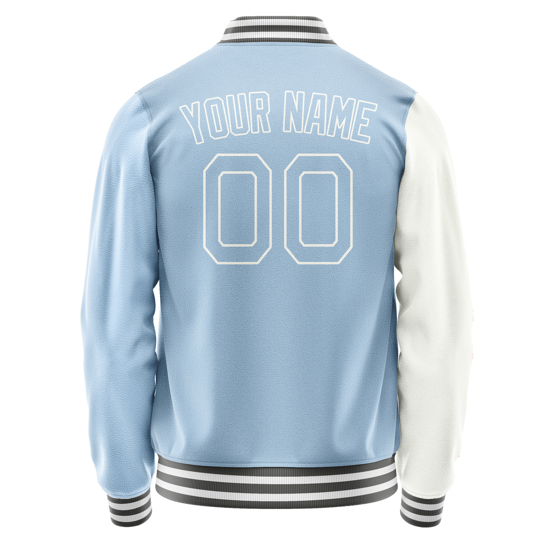 Custom White Light-Blue Split Varsity Letterman Jacket JA02240617LH454