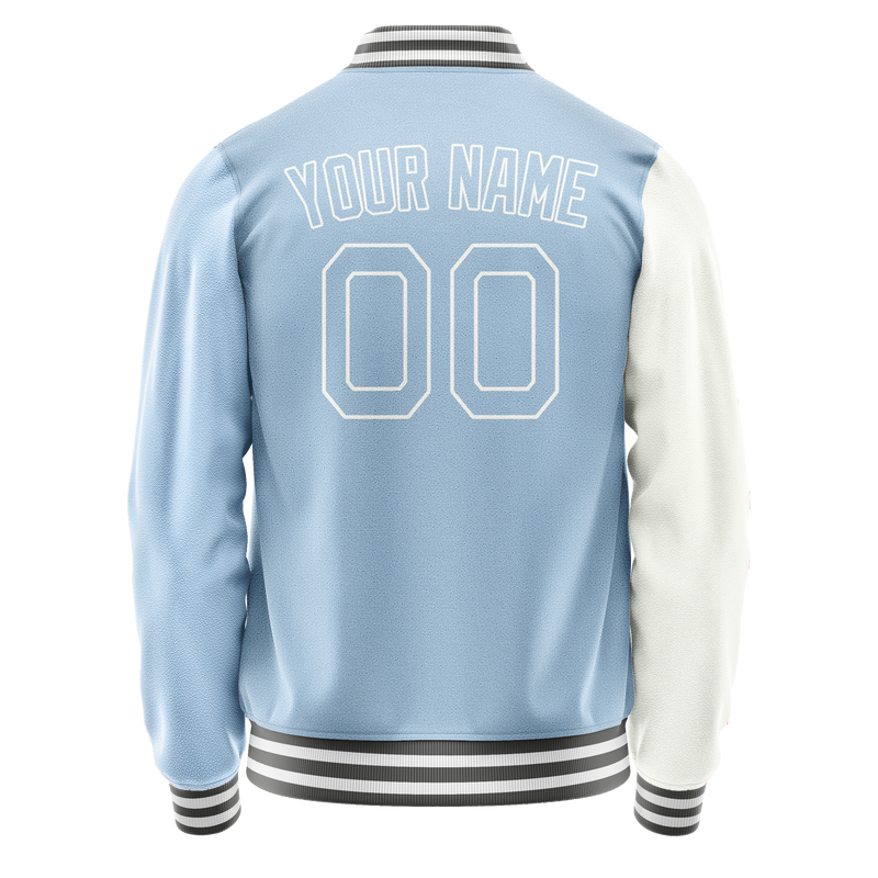 Custom White Light-Blue Split Varsity Letterman Jacket JA02240617LH454