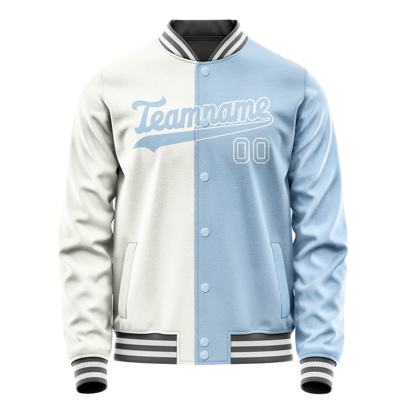 Custom White Light-Blue Split Varsity Letterman Jacket JA02240617LH454