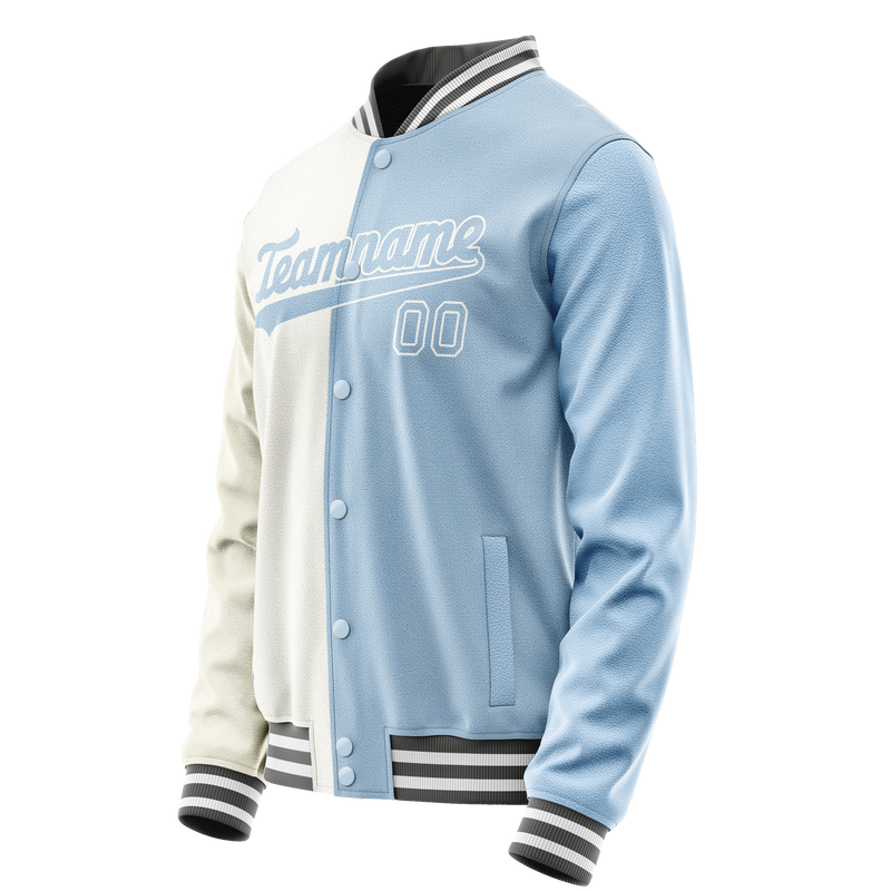 Custom White Light-Blue Split Varsity Letterman Jacket JA02240617LH454