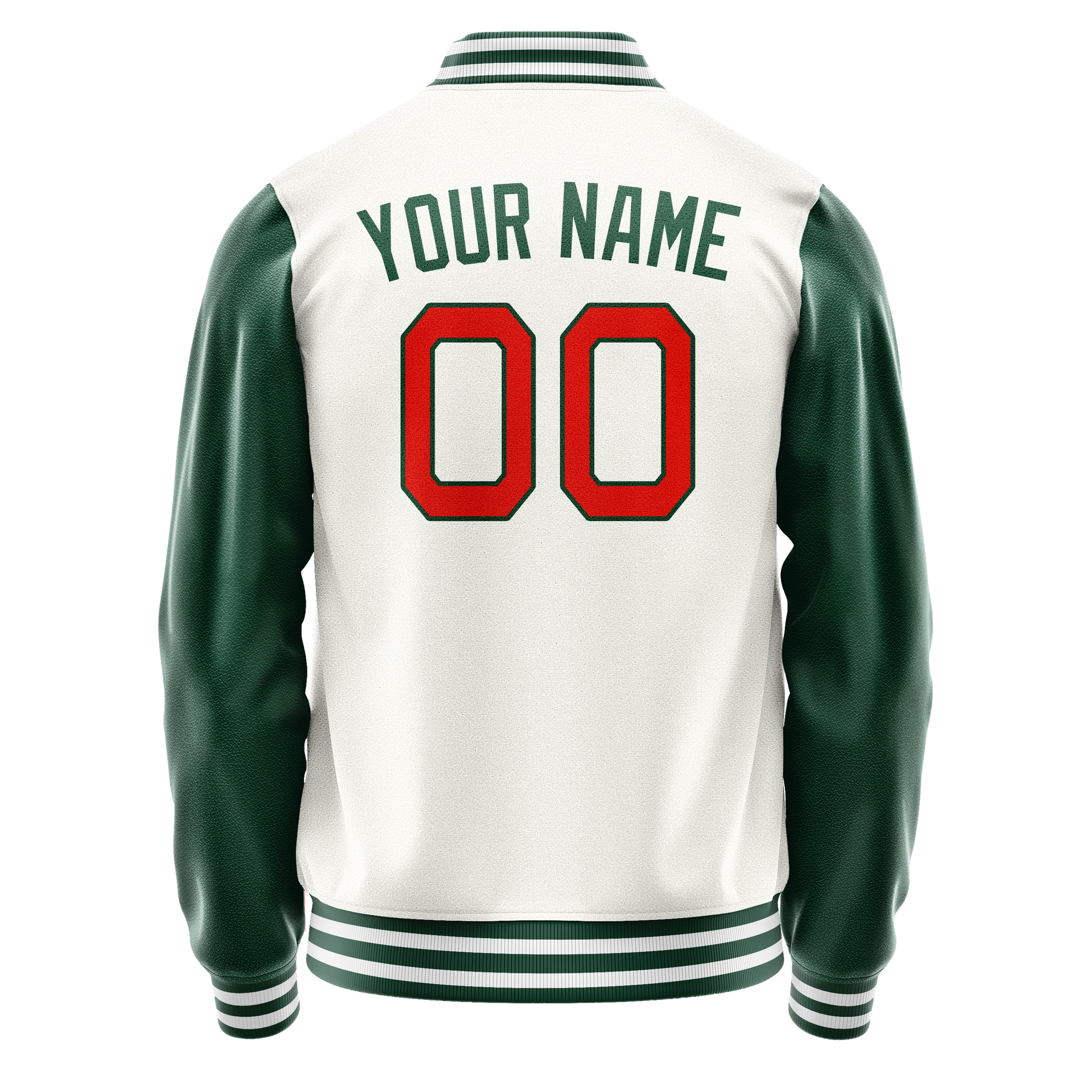Custom White Kelly-Green Solid Color Varsity Letterman Jacket JA02240617LH471