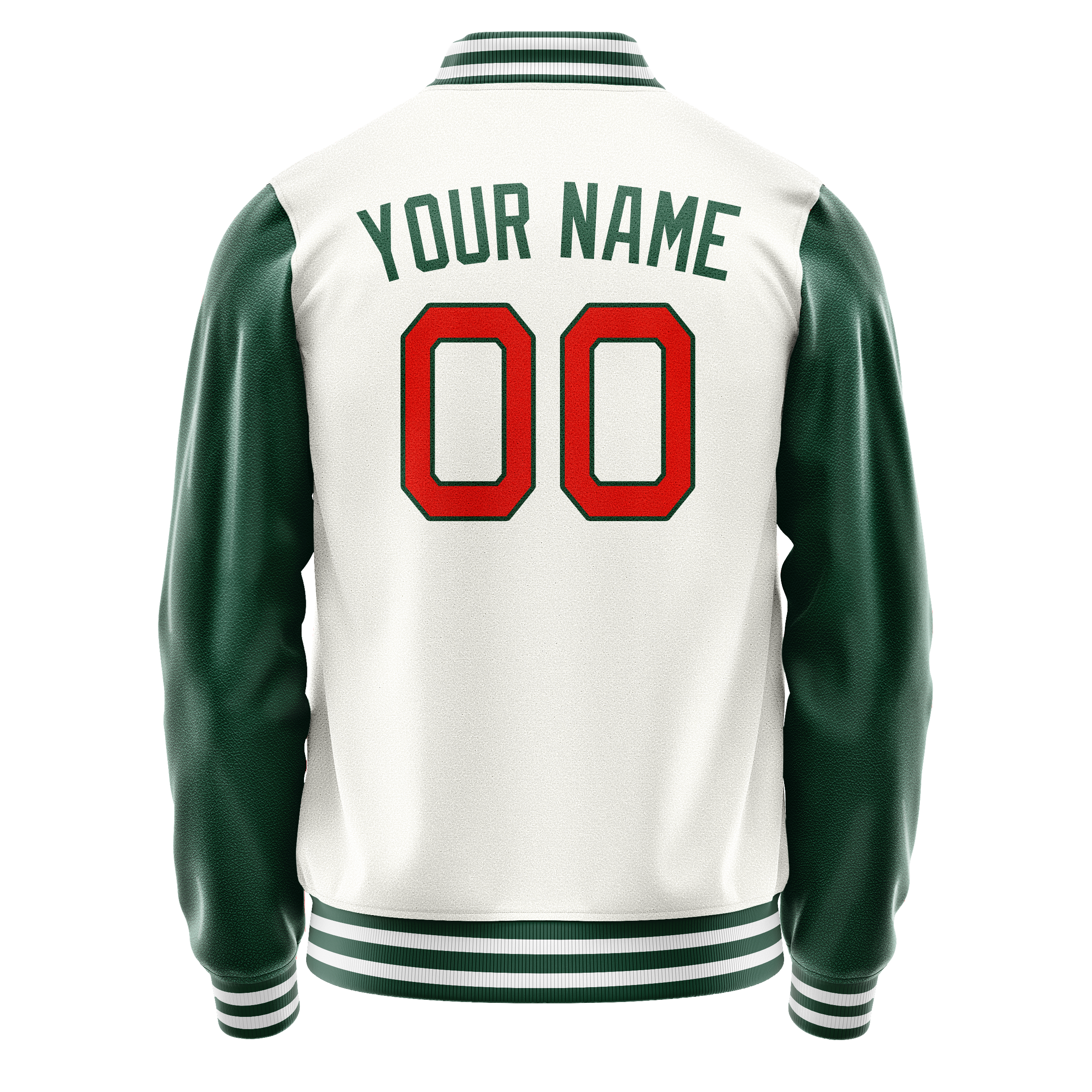 Custom White Kelly-Green Solid Color Varsity Letterman Jacket JA02240617LH471