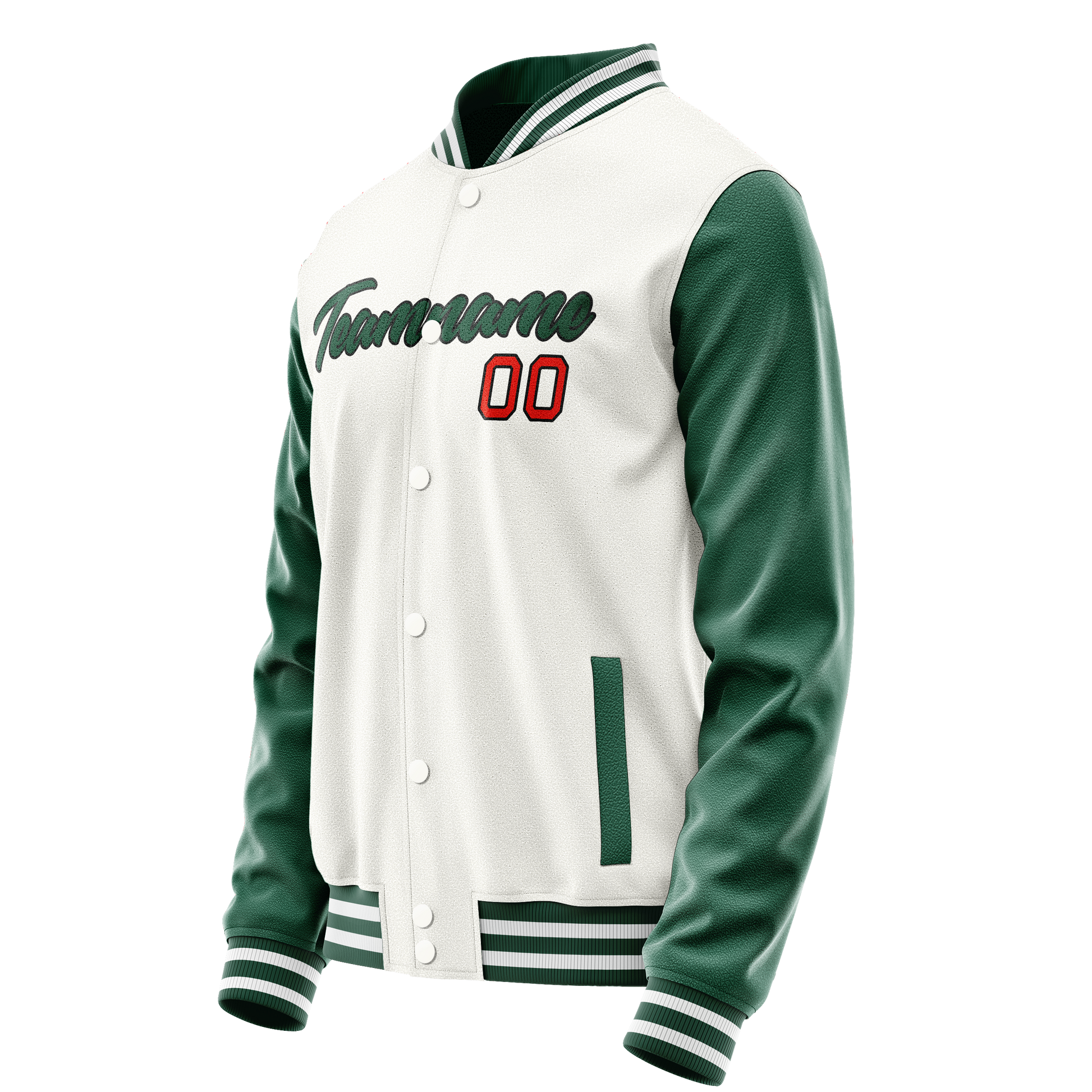 Custom White Kelly-Green Solid Color Varsity Letterman Jacket JA02240617LH471