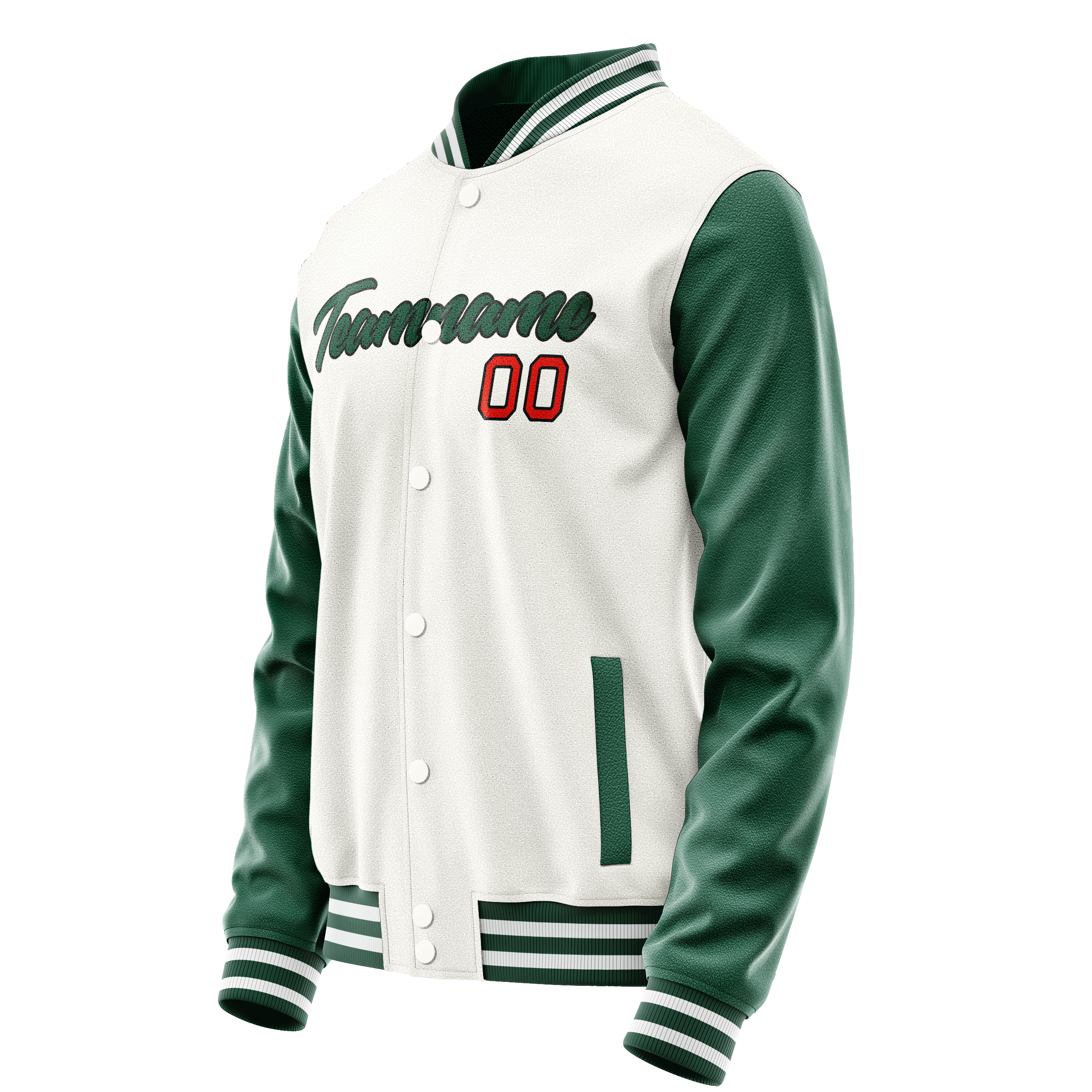 Custom White Kelly-Green Solid Color Varsity Letterman Jacket JA02240617LH471