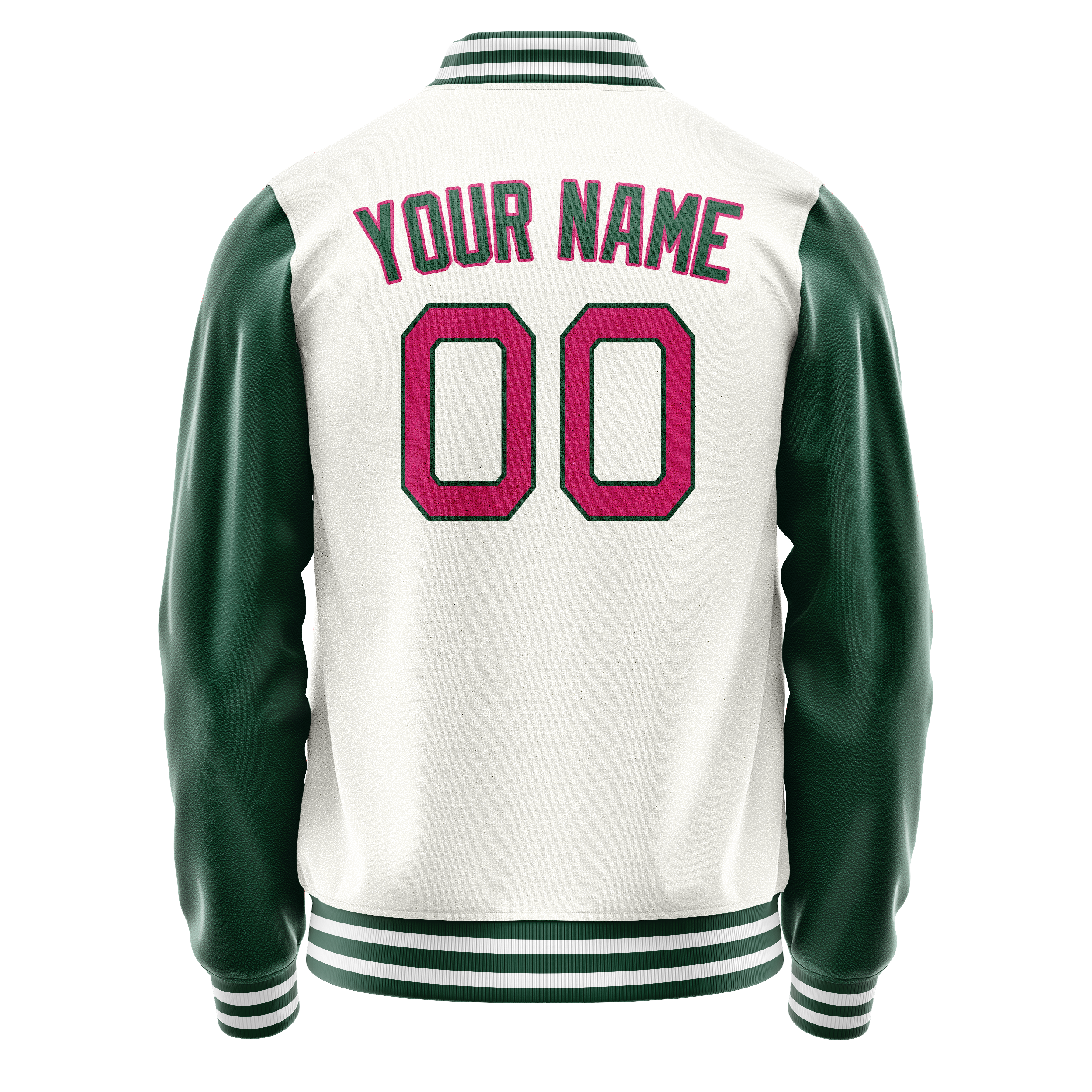 Custom White Kelly-Green Solid Color Varsity Letterman Jacket JA02240617LH469