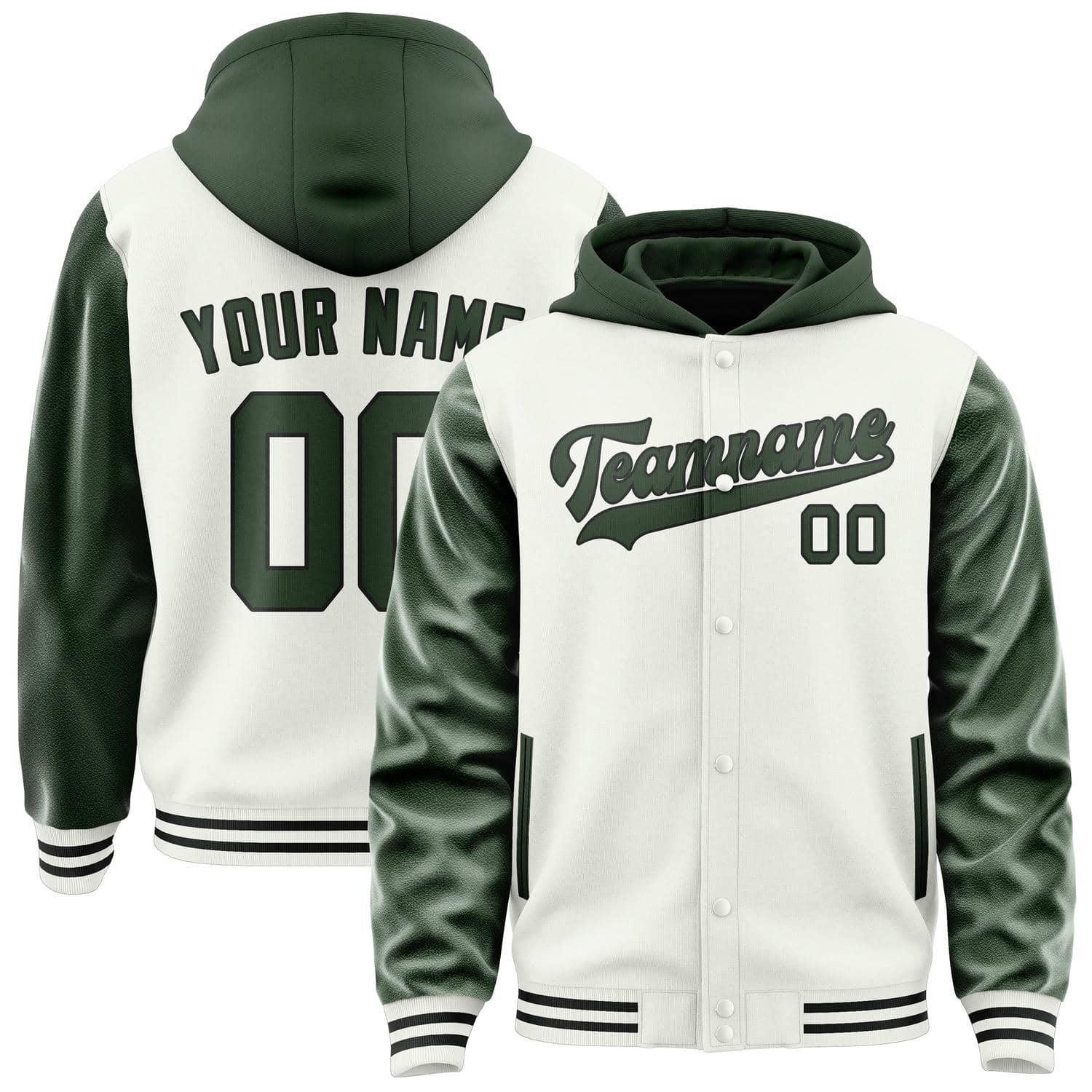 Custom White Dark Green Jacket