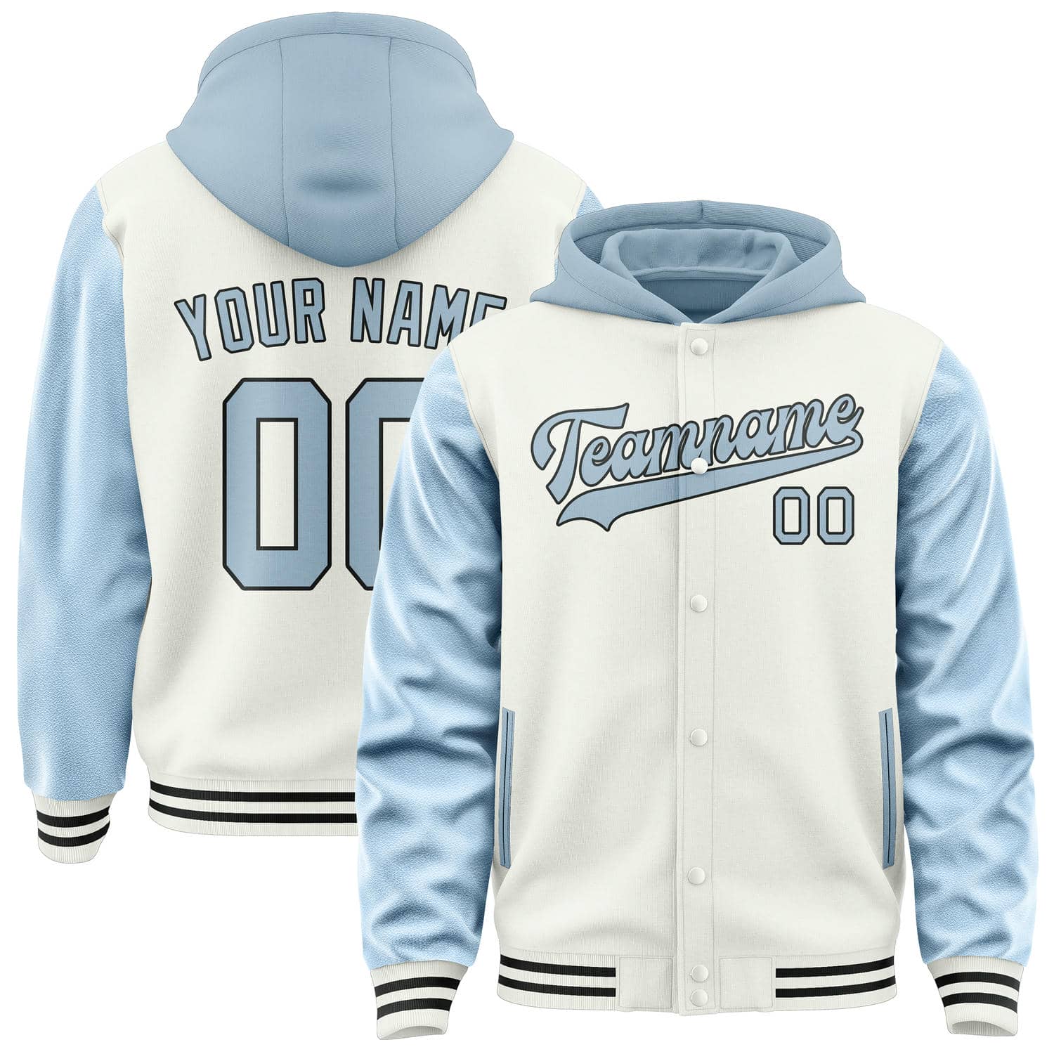 Custom White Light Blue Jacket