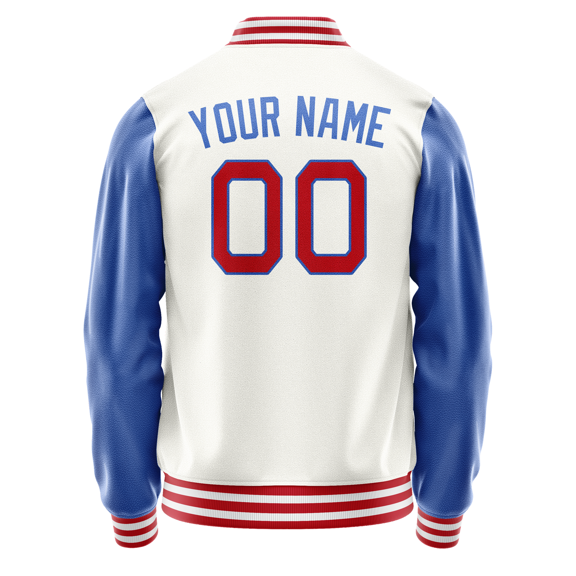 Custom White Royal Solid Color Varsity Letterman Jacket JA02240617LH449