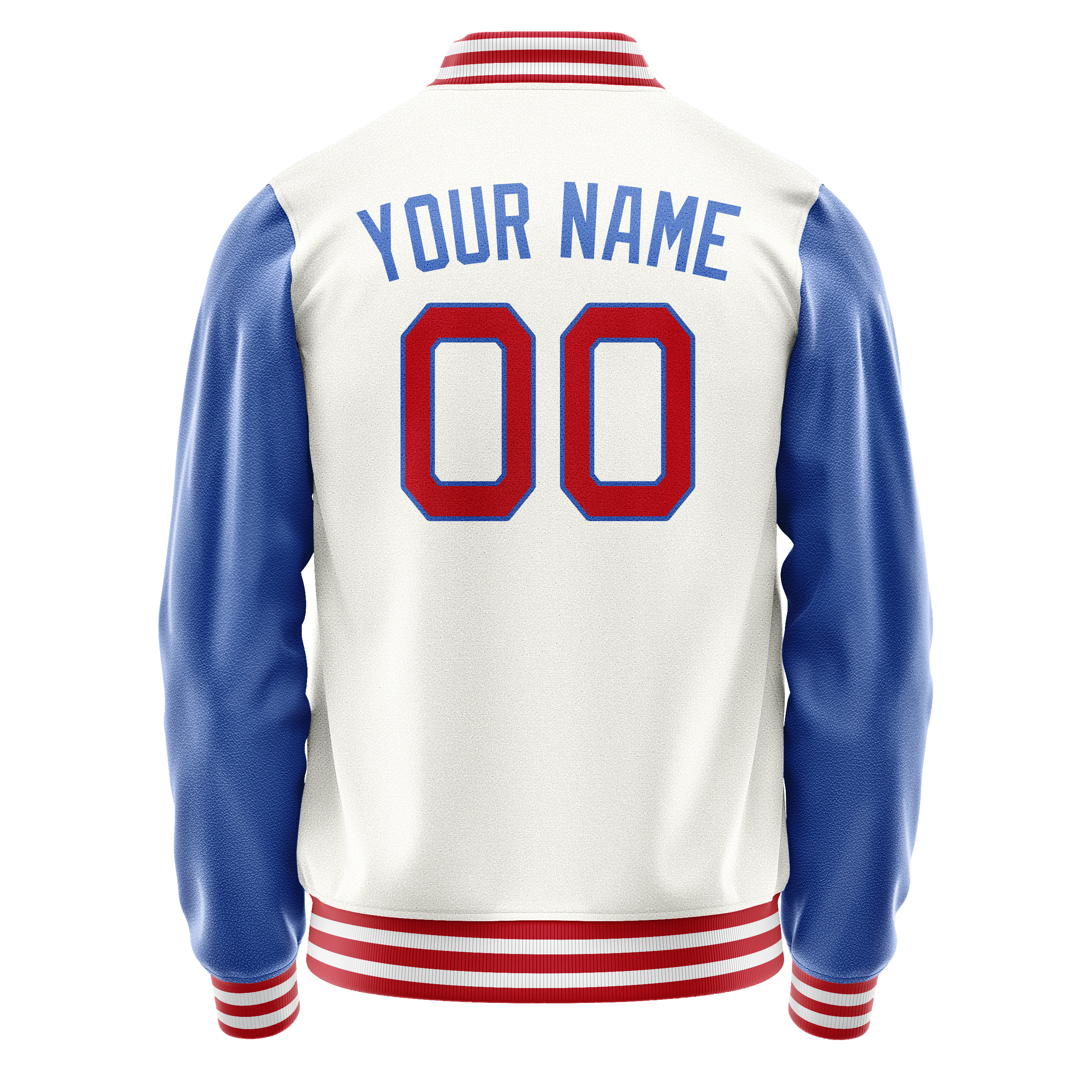 Custom White Royal Solid Color Varsity Letterman Jacket JA02240617LH449