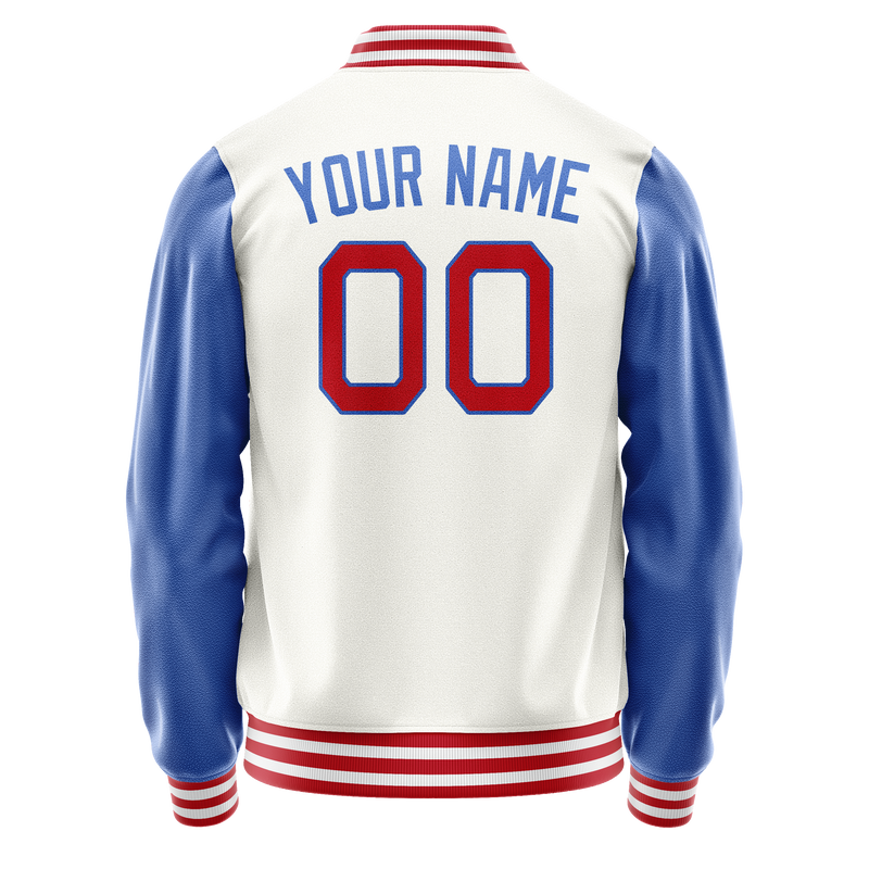 Custom White Royal Solid Color Varsity Letterman Jacket JA02240617LH449
